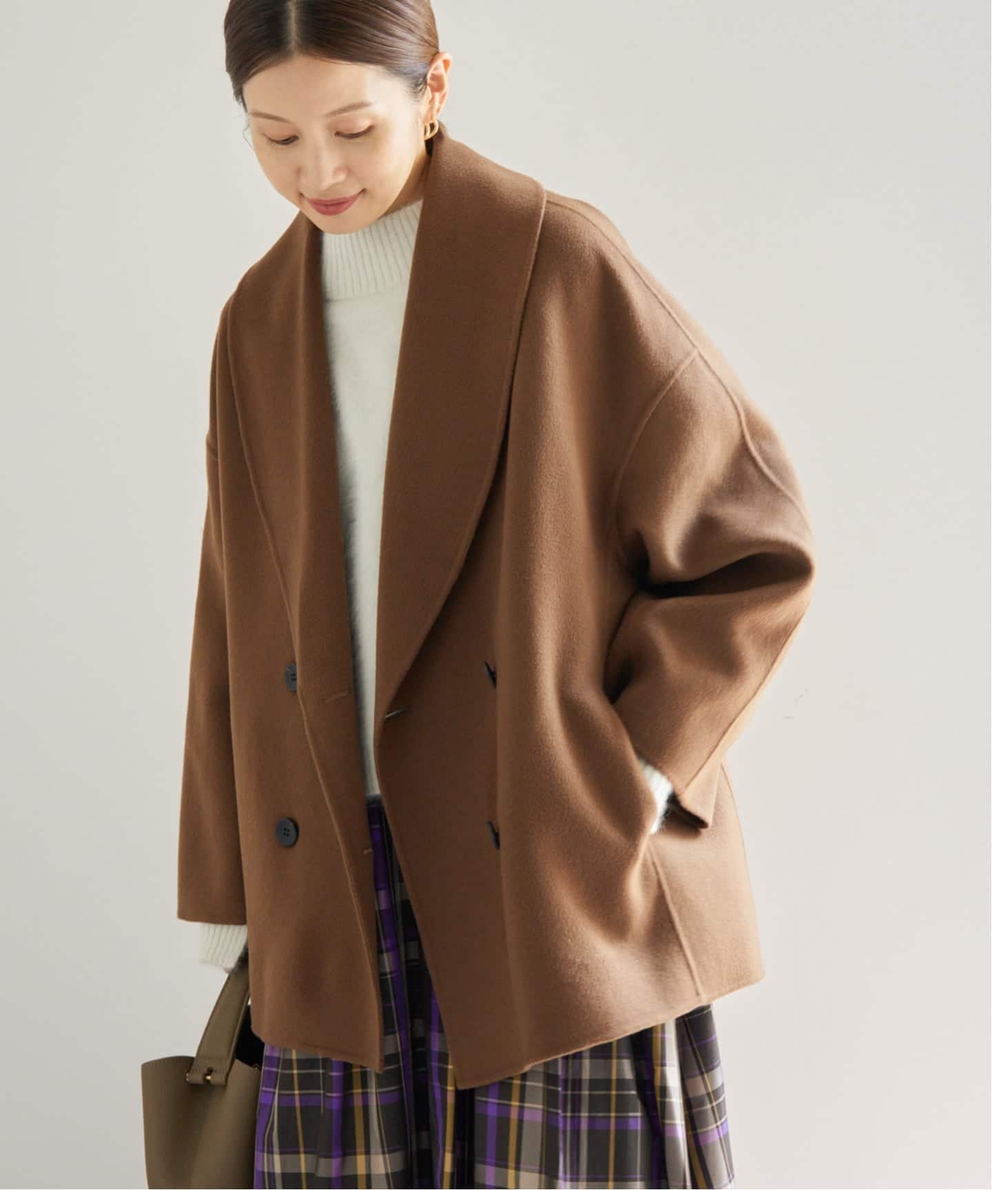 【イエナ/IENA】のSuper160 ショールカラーハーフコート インテリア・キッズ・メンズ・レディースファッション・服の通販 founy(ファニー) 　ファッション　Fashion　レディースファッション　Fashion for Women　アウター　Coat / Outerwear Collection　コート・ロングコート・ピーコート　Long Coats, Peacoats & More　2025年　2025　2025-2026秋冬・A/W　Autumn/Winter 2025–26 AW25–26　ショール　Shawl, Wrap　ハーフ　Half, Half-Length　定番　Standard, Basic Item　ブラウン|ID: prp329100004673038 ipo3291000000033776028