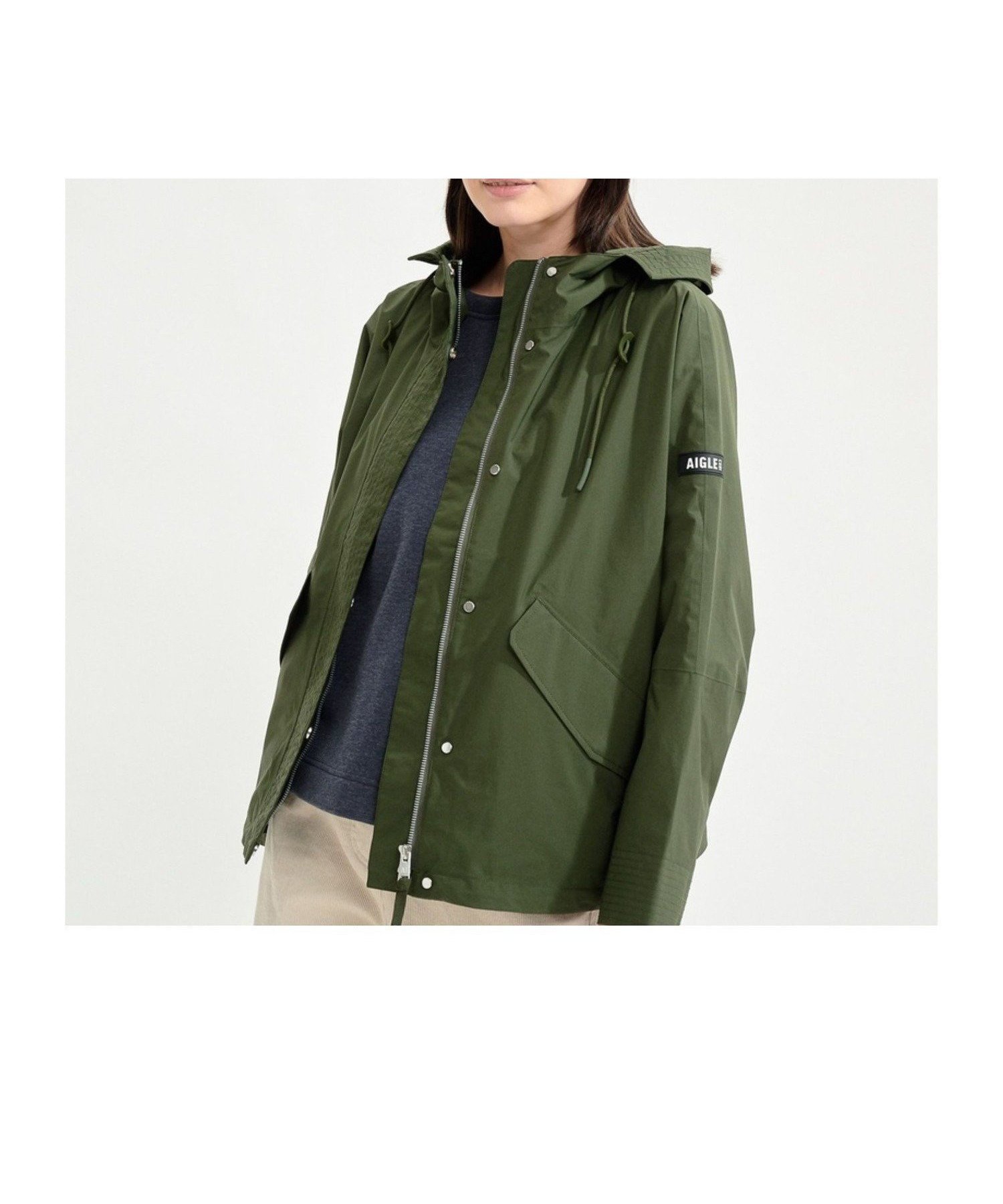 【エーグル/AIGLE】の透湿防水 フーデッドジャケット インテリア・キッズ・メンズ・レディースファッション・服の通販 founy(ファニー) 　ファッション　Fashion　レディースファッション　Fashion for Women　アウター　Coat / Outerwear Collection　レディースジャケット・軽アウター　Jackets　おすすめ　Recommended / Our Picks　アウトドア　Outdoor Clothing　インナー　Innerwear　ジャケット　Jacket, Outerwear　ドローコード　Drawcord, Drawstring Cord　フィット　Fit, Slim Fit　ブルゾン　Blouson, Bomber Jacket　リラックス　Relax, Relaxed Fit　ビジネス 仕事 通勤　Business / Work / Commuting　モスグリーン|ID: prp329100004673201 ipo3291000000033776651