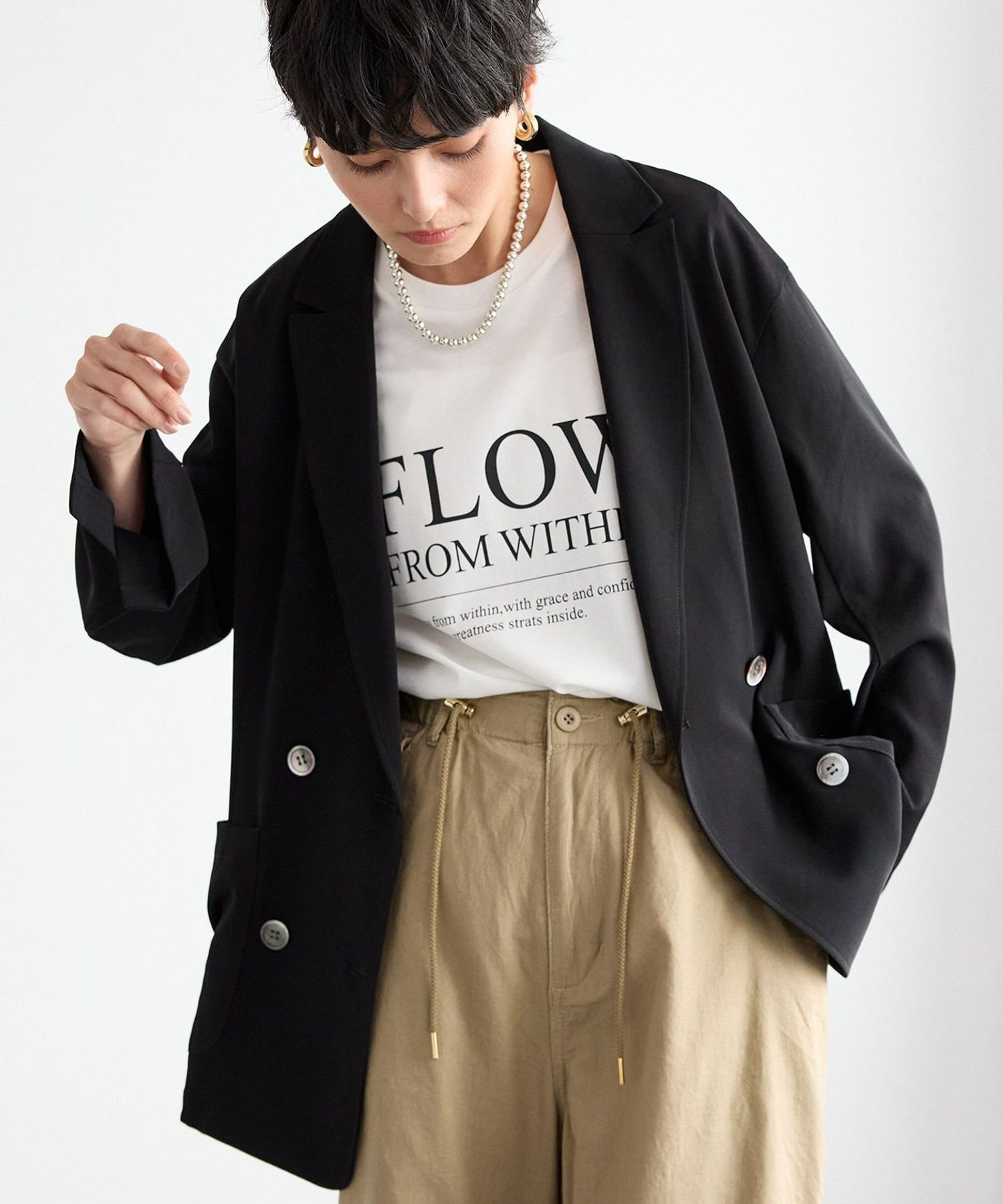 【バンヤードストーム/BARNYARDSTORM】のダブルクロスジャケット インテリア・キッズ・メンズ・レディースファッション・服の通販 founy(ファニー) 　ファッション　Fashion　レディースファッション　Fashion for Women　アウター　Coat / Outerwear Collection　レディースジャケット・軽アウター　Jackets　とろみ　Fluid, Flowy Fabric　アクセサリー　Fashion Accessories　カーディガン　Cardigan, Knitwear　シンプル　Simple, Minimal　ジャケット　Jacket, Outerwear　セットアップ　Set-Up, Coordinated Outfit　ダブル　Double, Double-Breasted　デニム　Denim, Jeans Material　ヴィンテージ　Vintage Style　エレガント 上品　Elegant　定番　Standard, Basic Item　ブラック19|ID: prp329100004673211 ipo3291000000033776691