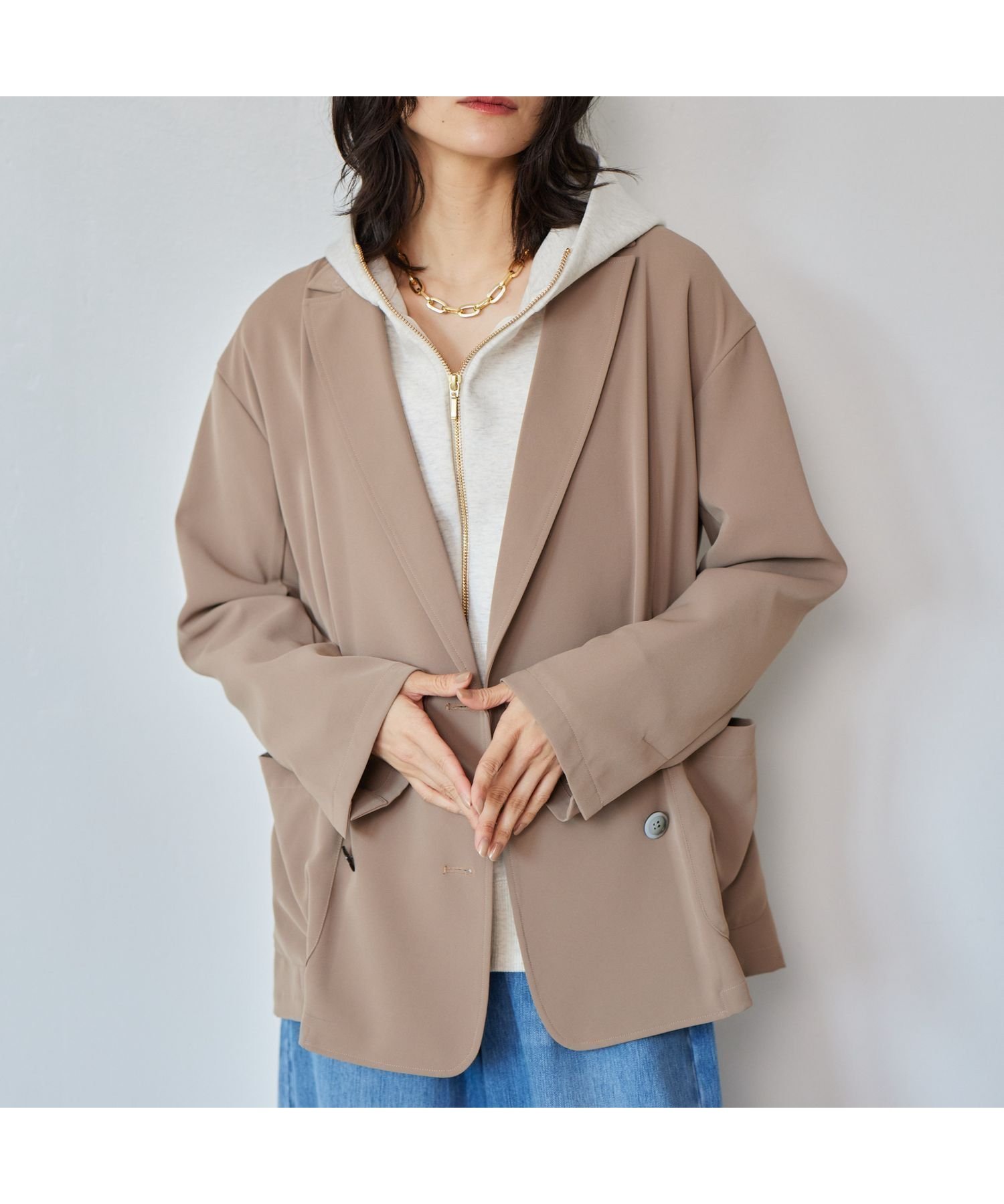 【バンヤードストーム/BARNYARDSTORM】のダブルクロスジャケット インテリア・キッズ・メンズ・レディースファッション・服の通販 founy(ファニー) 　ファッション　Fashion　レディースファッション　Fashion for Women　アウター　Coat / Outerwear Collection　レディースジャケット・軽アウター　Jackets　とろみ　Fluid, Flowy Fabric　アクセサリー　Fashion Accessories　カーディガン　Cardigan, Knitwear　シンプル　Simple, Minimal　ジャケット　Jacket, Outerwear　セットアップ　Set-Up, Coordinated Outfit　ダブル　Double, Double-Breasted　デニム　Denim, Jeans Material　ヴィンテージ　Vintage Style　エレガント 上品　Elegant　定番　Standard, Basic Item　キャメル54|ID: prp329100004673211 ipo3291000000033776694