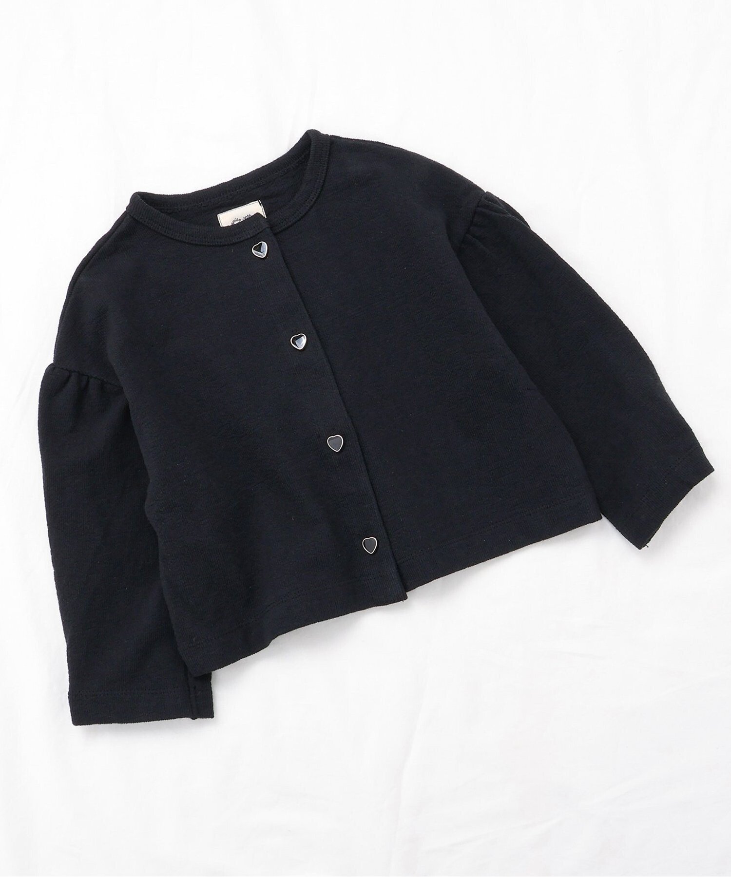 【エフオー オンラインストア/F.O.Online Store / KIDS】のWEB限定 ハートボタンカーディガン インテリア・キッズ・メンズ・レディースファッション・服の通販 founy(ファニー) 　ファッション　Fashion　キッズファッション　Fashion for Kids　インナー　Innerwear　カーディガン　Cardigan, Knitwear　ボレロ　Bolero, Short Cardigan　ブラック|ID: prp329100004673317 ipo3291000000033887861