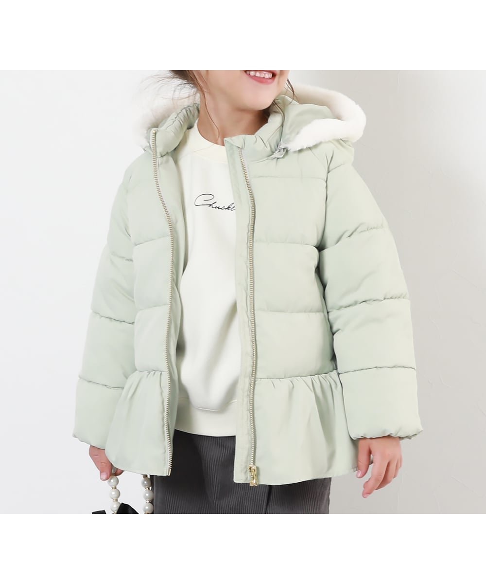 【デビロック/devirock / KIDS】の洗える ファイバーダウン フードが取り外せる ペプラム ジャケット ダウン 25AW インテリア・キッズ・メンズ・レディースファッション・服の通販 founy(ファニー) 　ファッション　Fashion　キッズファッション　Fashion for Kids　洗える　Machine Washable　ジャケット　Jacket, Outerwear　タフタ　Taffeta, Structured Fabric　ダウン　Down, Puffer　ペプラム　Peplum, Flared Hem　おすすめ　Recommended / Our Picks　2025年　2025　2025-2026秋冬・A/W　Autumn/Winter 2025–26 AW25–26　Gグリーン|ID: prp329100004673324 ipo3291000000035326295