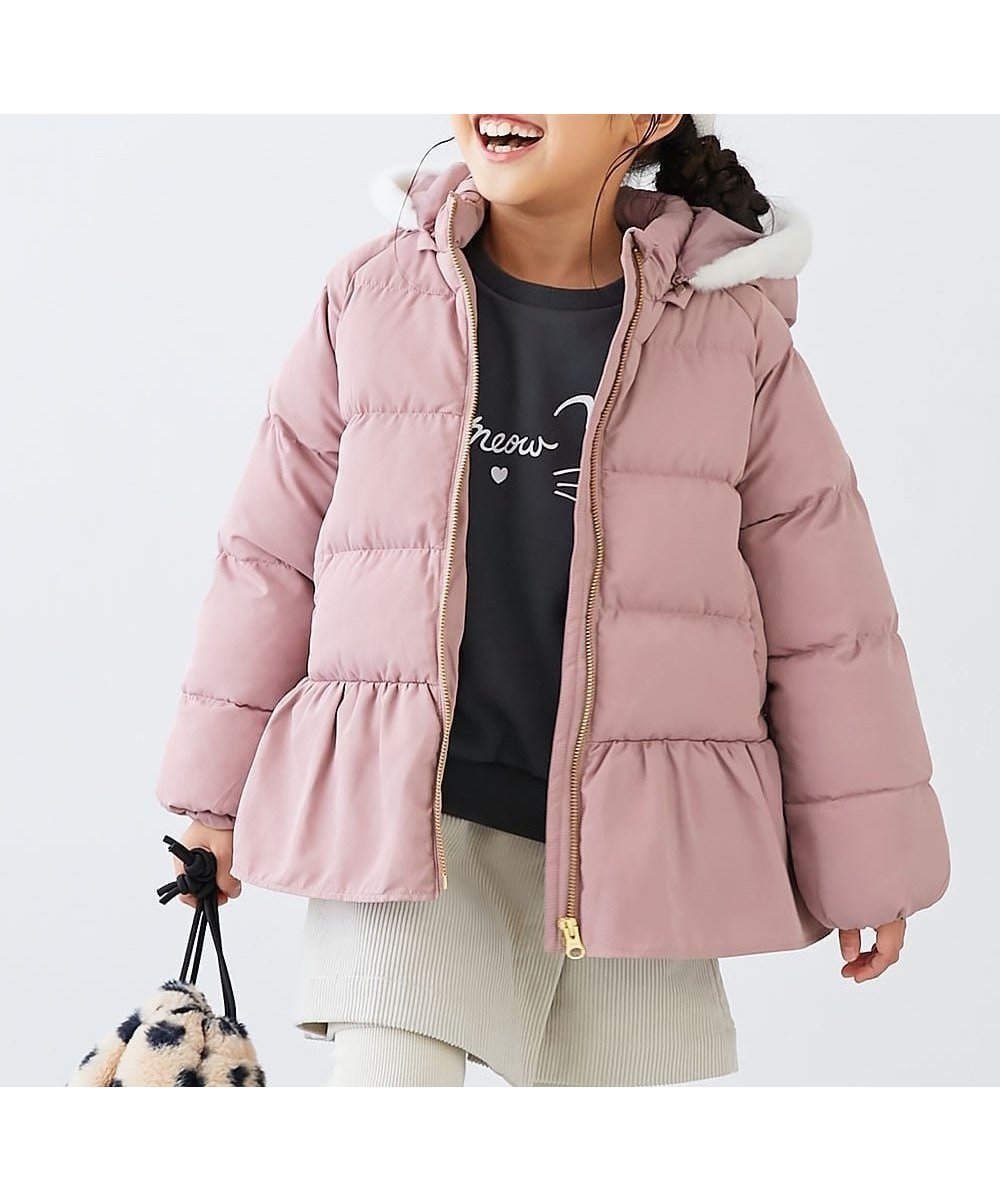 【デビロック/devirock / KIDS】の洗える ファイバーダウン フードが取り外せる ペプラム ジャケット ダウン 25AW インテリア・キッズ・メンズ・レディースファッション・服の通販 founy(ファニー) 　ファッション　Fashion　キッズファッション　Fashion for Kids　洗える　Machine Washable　ジャケット　Jacket, Outerwear　タフタ　Taffeta, Structured Fabric　ダウン　Down, Puffer　ペプラム　Peplum, Flared Hem　おすすめ　Recommended / Our Picks　2025年　2025　2025-2026秋冬・A/W　Autumn/Winter 2025–26 AW25–26　ダスティピンク|ID: prp329100004673324 ipo3291000000035326303