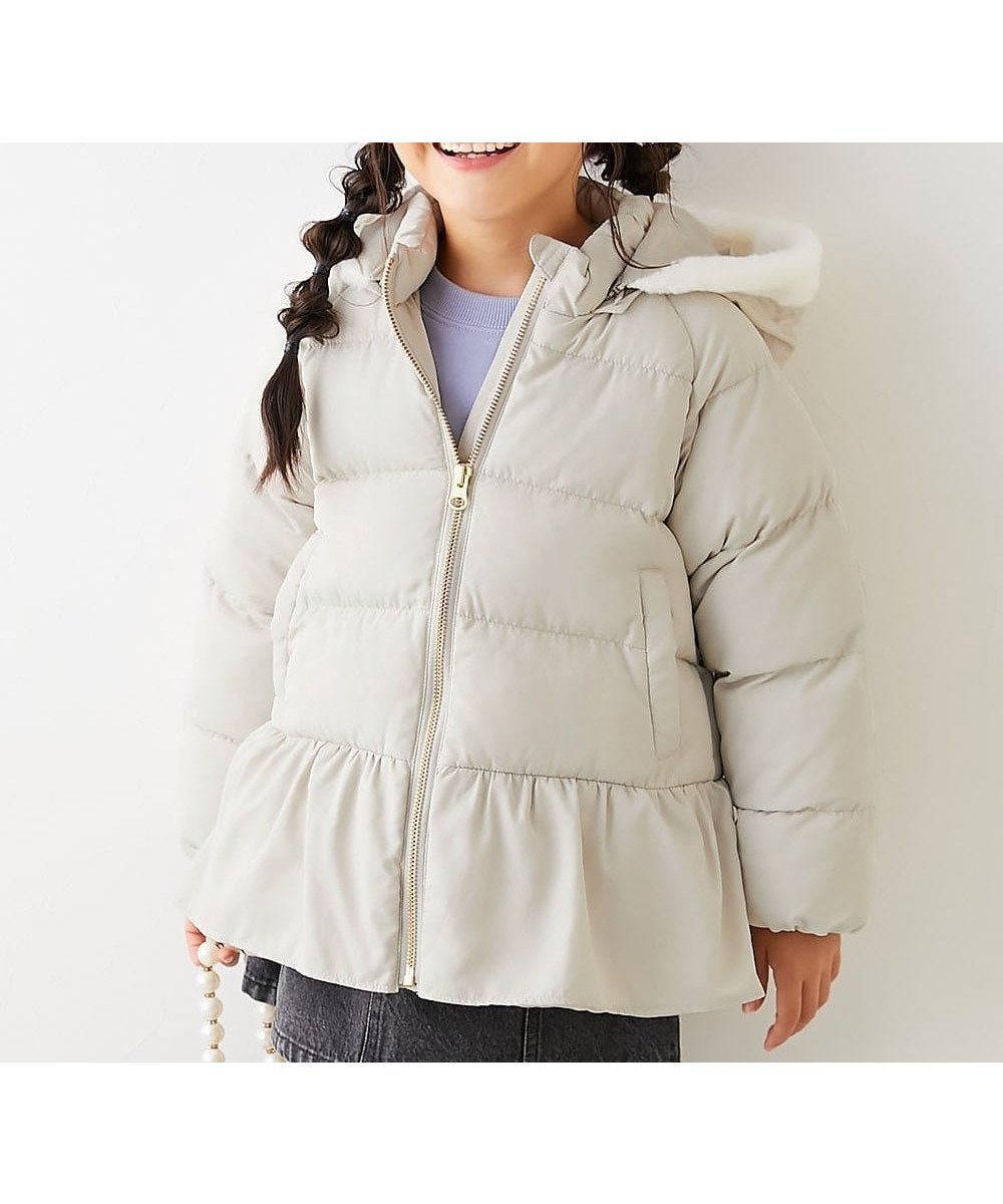 【デビロック/devirock / KIDS】の洗える ファイバーダウン フードが取り外せる ペプラム ジャケット ダウン 25AW インテリア・キッズ・メンズ・レディースファッション・服の通販 founy(ファニー) 　ファッション　Fashion　キッズファッション　Fashion for Kids　洗える　Machine Washable　ジャケット　Jacket, Outerwear　タフタ　Taffeta, Structured Fabric　ダウン　Down, Puffer　ペプラム　Peplum, Flared Hem　おすすめ　Recommended / Our Picks　2025年　2025　2025-2026秋冬・A/W　Autumn/Winter 2025–26 AW25–26　アイボリー|ID: prp329100004673324 ipo3291000000035326307