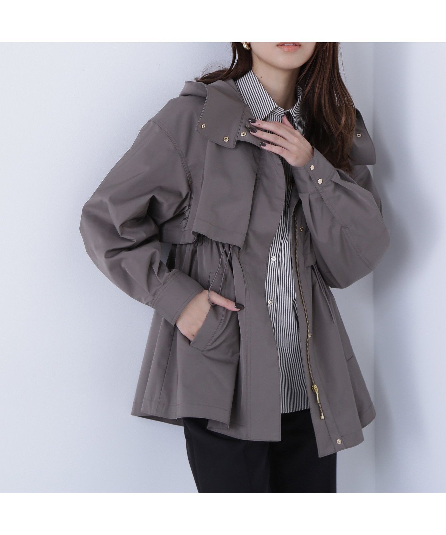 【ナチュラル ビューティー ベーシック/NATURAL BEAUTY BASIC】のフーディードロストブルゾン 人気、トレンドファッション・服の通販 founy(ファニー) 　ファッション　Fashion　レディースファッション　Fashion for Women　アウター　Coat / Outerwear Collection　ブルゾンジャケット・スポーティアウター　Blouson Jackets　ツイル　Twist, Twisted Detail　デニム　Denim, Jeans Material　ドローストリング　Drawstring, Pull Cord　ブルゾン　Blouson, Bomber Jacket　エレガント 上品　Elegant　 other-1|ID: prp329100004673329 ipo3291000000034477749