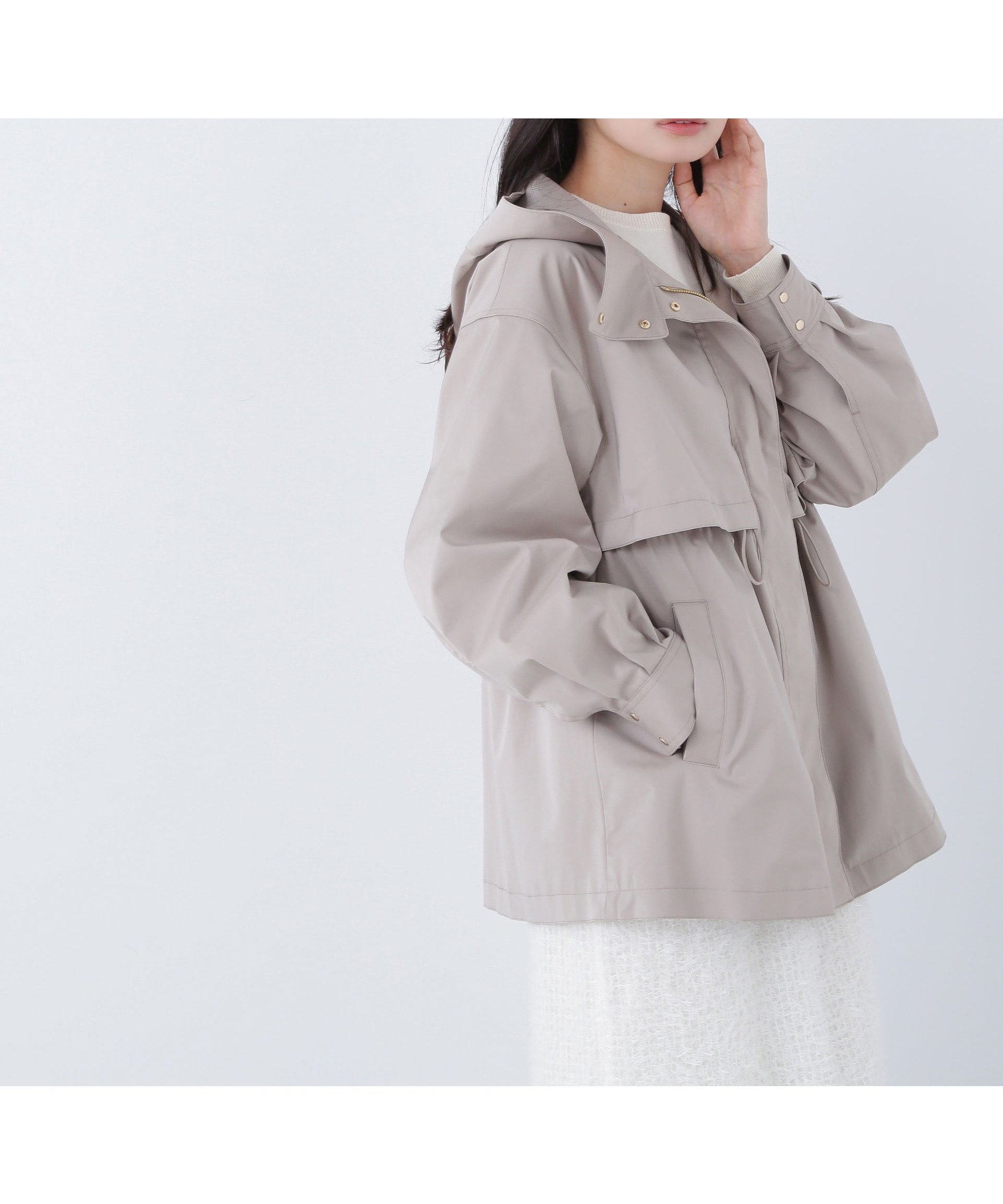 【ナチュラル ビューティー ベーシック/NATURAL BEAUTY BASIC】のフーディードロストブルゾン インテリア・キッズ・メンズ・レディースファッション・服の通販 founy(ファニー) 　ファッション　Fashion　レディースファッション　Fashion for Women　アウター　Coat / Outerwear Collection　ブルゾンジャケット・スポーティアウター　Blouson Jackets　ツイル　Twist, Twisted Detail　デニム　Denim, Jeans Material　ドローストリング　Drawstring, Pull Cord　ブルゾン　Blouson, Bomber Jacket　エレガント 上品　Elegant　ベージュ|ID: prp329100004673329 ipo3291000000034477755