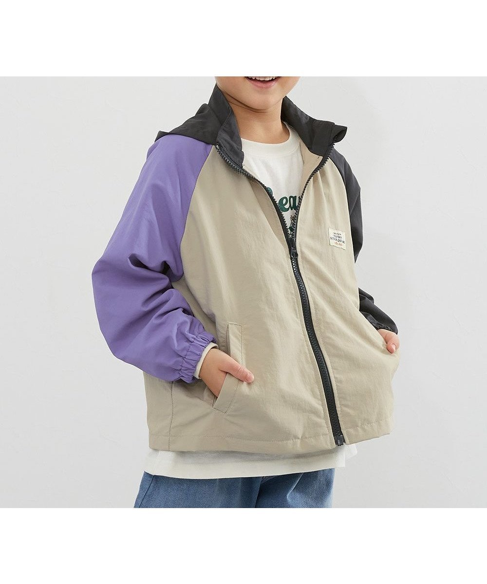 【デビロック/devirock / KIDS】の撥水 ナイロン フード収納付き 配色ラグラン ウインドブレーカー 25AW インテリア・キッズ・メンズ・レディースファッション・服の通販 founy(ファニー) 　ファッション　Fashion　キッズファッション　Fashion for Kids　シンプル　Simple, Minimal　2025年　2025　2025-2026秋冬・A/W　Autumn/Winter 2025–26 AW25–26　006-クレイジー-グレージュ|ID: prp329100004673378 ipo3291000000034099437