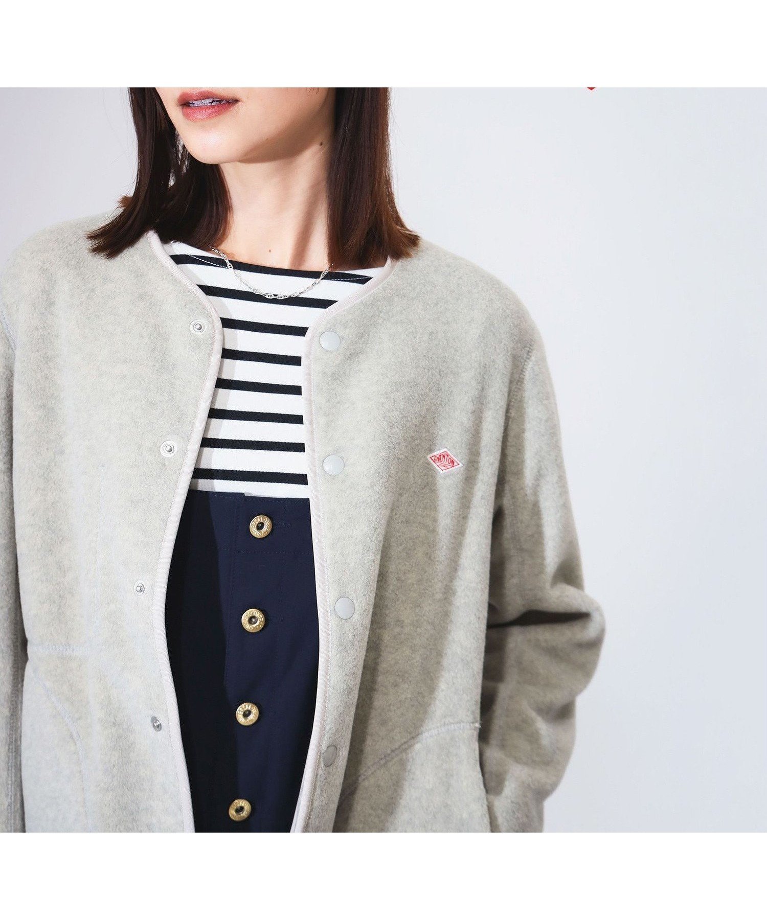 【ビーミングライフストアバイビームス/B:MING LIFE STORE by BEAMS】のDANTON / ノーカラー フリース ジャケット 25AW (34~36) ダントン 秋アウター インテリア・キッズ・メンズ・レディースファッション・服の通販 founy(ファニー) 　ファッション　Fashion　レディースファッション　Fashion for Women　アウター　Coat / Outerwear Collection　レディースジャケット・軽アウター　Jackets　インナー　Innerwear　秋　Autumn　カーディガン　Cardigan, Knitwear　ジャケット　Jacket, Outerwear　タートル　Turtleneck, Turtle Collar　デニム　Denim, Jeans Material　パイピング　Piping, Trim Design　ポケット　Pocket, Pocket Detail　2025年　2025　2025-2026秋冬・A/W　Autumn/Winter 2025–26 AW25–26　MARBLE|ID: prp329100004673380 ipo3291000000033925850