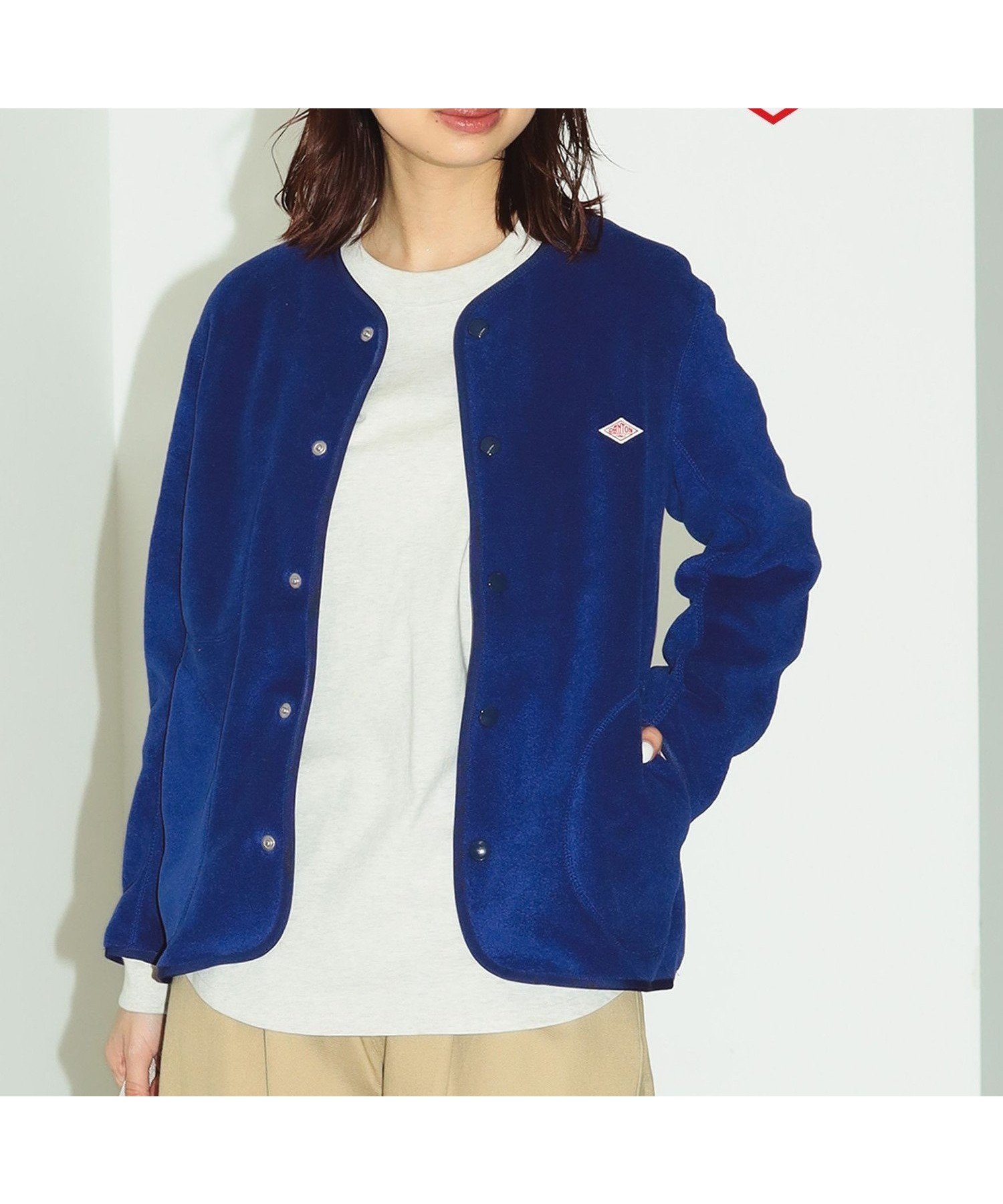 【ビーミングライフストアバイビームス/B:MING LIFE STORE by BEAMS】のDANTON / ノーカラー フリース ジャケット 25AW (34~36) ダントン 秋アウター インテリア・キッズ・メンズ・レディースファッション・服の通販 founy(ファニー) 　ファッション　Fashion　レディースファッション　Fashion for Women　アウター　Coat / Outerwear Collection　レディースジャケット・軽アウター　Jackets　インナー　Innerwear　秋　Autumn　カーディガン　Cardigan, Knitwear　ジャケット　Jacket, Outerwear　タートル　Turtleneck, Turtle Collar　デニム　Denim, Jeans Material　パイピング　Piping, Trim Design　ポケット　Pocket, Pocket Detail　2025年　2025　2025-2026秋冬・A/W　Autumn/Winter 2025–26 AW25–26　BLUE|ID: prp329100004673380 ipo3291000000033925851