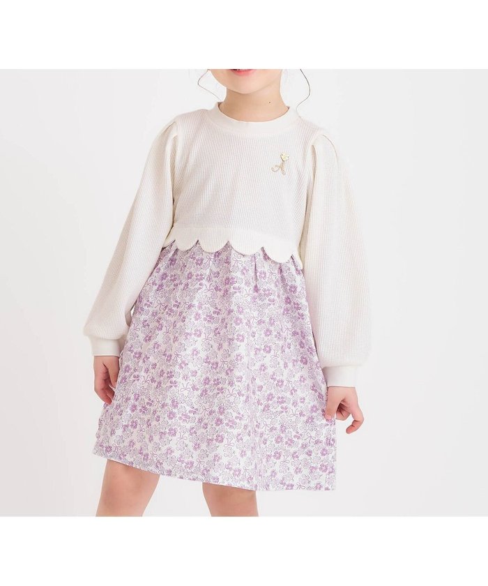 【エフオー オンラインストア/F.O.Online Store / KIDS】のWEB限定 スカラップドッキングワンピース インテリア・キッズ・メンズ・レディースファッション・服の通販 founy(ファニー) https://founy.com/ ファッション Fashion キッズファッション Fashion for Kids ワンピース Dresses プリント Print, Printed Pattern |ID: prp329100004673392 ipo3291000000033944921