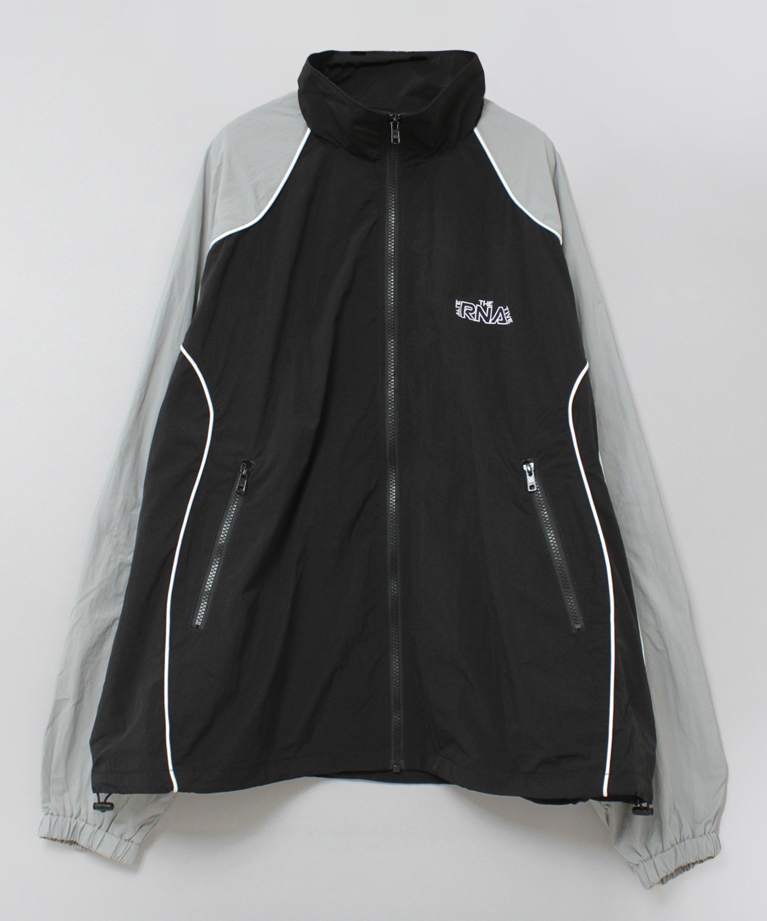 【アールエヌエー/RNA】のJ2156 バイカラートラックジャケット インテリア・キッズ・メンズ・レディースファッション・服の通販 founy(ファニー) 　ファッション　Fashion　レディースファッション　Fashion for Women　アウター　Coat / Outerwear Collection　レディースジャケット・軽アウター　Jackets　ジャケット　Jacket, Outerwear　スタンド　Stand Collar, Upright Stand　フロント　Front, Front Design　ルーズ　Loose, Oversized　ブラック/グレー|ID: prp329100004673428 ipo3291000000034010227