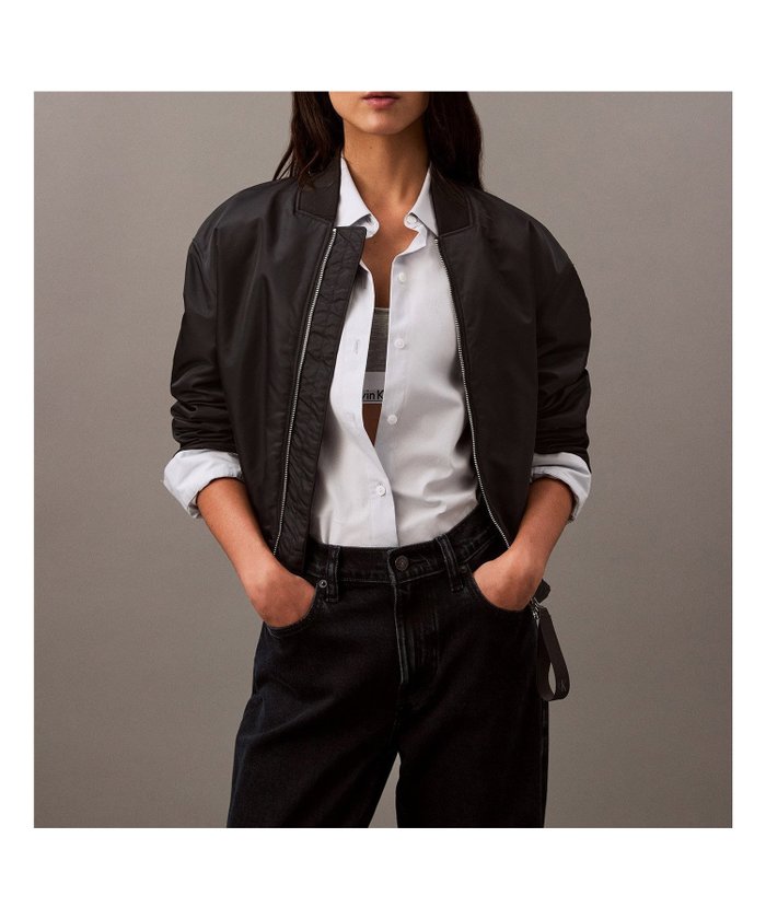 【カルバンクライン/Calvin Klein】の【公式ショップ】 カルバンクライン ロングスリーブナイロンボンバージャケット Calvin Klein Jeans 40WL591 インテリア・キッズ・メンズ・レディースファッション・服の通販 founy(ファニー) https://founy.com/ ファッション Fashion レディースファッション Fashion for Women アウター Coat / Outerwear Collection レディースジャケット・軽アウター Jackets クロップド Cropped, Short Length バランス Balance, Style Balance フロント Front, Front Design 羽織 Haori, Light Jacket |ID: prp329100004673508 ipo3291000000033980077