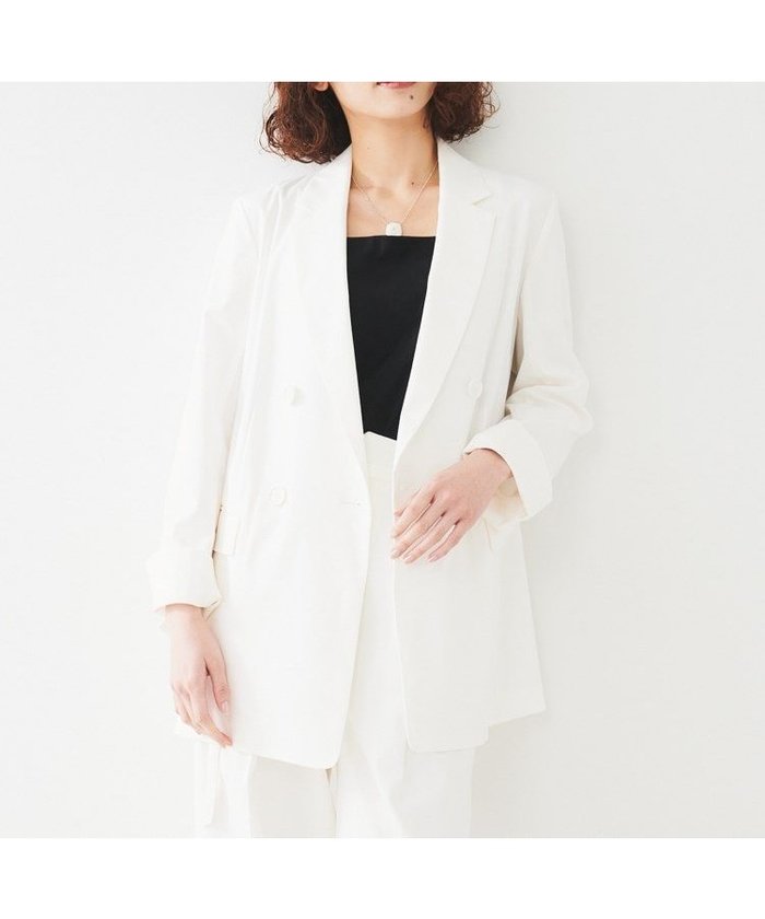 【アンタイトル/UNTITLED】の【セットアップ可能/オンオフ】ラミー混 ダブルブレストジャケット インテリア・キッズ・メンズ・レディースファッション・服の通販 founy(ファニー) https://founy.com/ ファッション Fashion レディースファッション Fashion for Women アウター Coat / Outerwear Collection レディースジャケット・軽アウター Jackets おすすめ Recommended / Our Picks ジャケット Jacket, Outerwear ストレッチ Stretch, Stretchy Fabric スマート Smart, Elegant セットアップ Set-Up, Coordinated Outfit ダブル Double, Double-Breasted デニム Denim, Jeans Material ボックス Boxy, Box Shape ボトム Bottoms, Lower Wear ポケット Pocket, Pocket Detail 夏 Summer |ID: prp329100004673513 ipo3291000000034461215