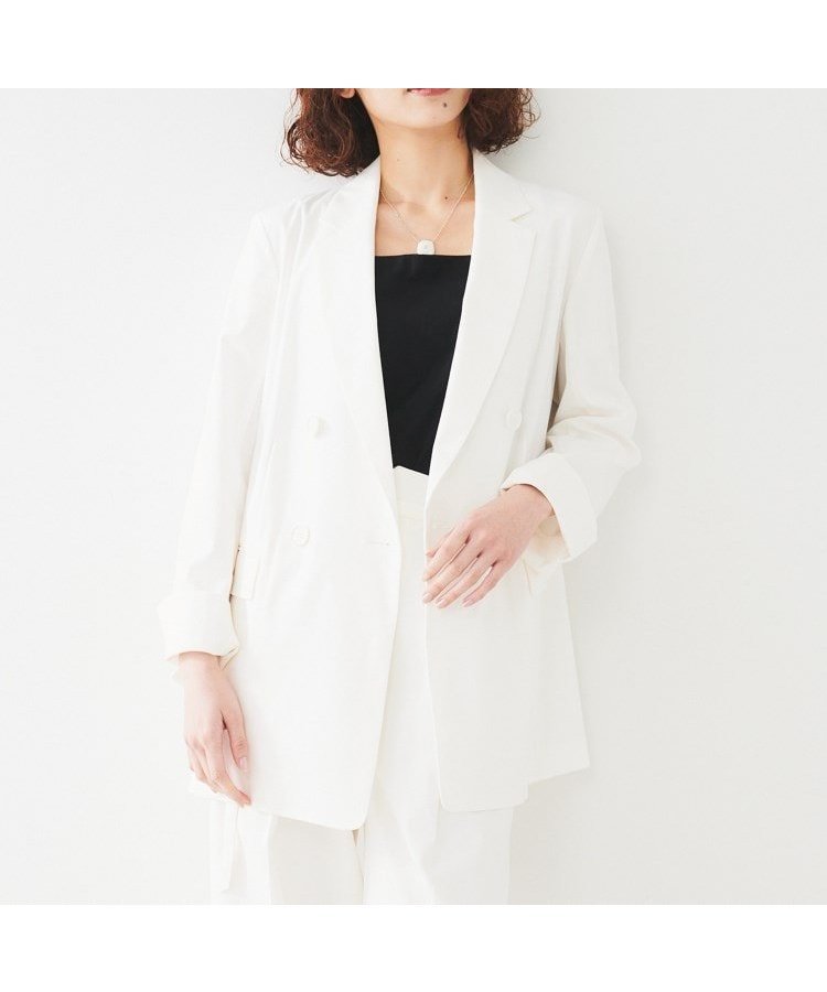 【アンタイトル/UNTITLED】の【セットアップ可能/オンオフ】ラミー混 ダブルブレストジャケット インテリア・キッズ・メンズ・レディースファッション・服の通販 founy(ファニー) ファッション Fashion レディースファッション Fashion for Women アウター Coat / Outerwear Collection レディースジャケット・軽アウター Jackets おすすめ Recommended / Our Picks ジャケット Jacket, Outerwear ストレッチ Stretch, Stretchy Fabric スマート Smart, Elegant セットアップ Set-Up, Coordinated Outfit ダブル Double, Double-Breasted デニム Denim, Jeans Material ボックス Boxy, Box Shape ボトム Bottoms, Lower Wear ポケット Pocket, Pocket Detail 夏 Summer オフホワイト|ID: prp329100004673513 ipo3291000000034461217