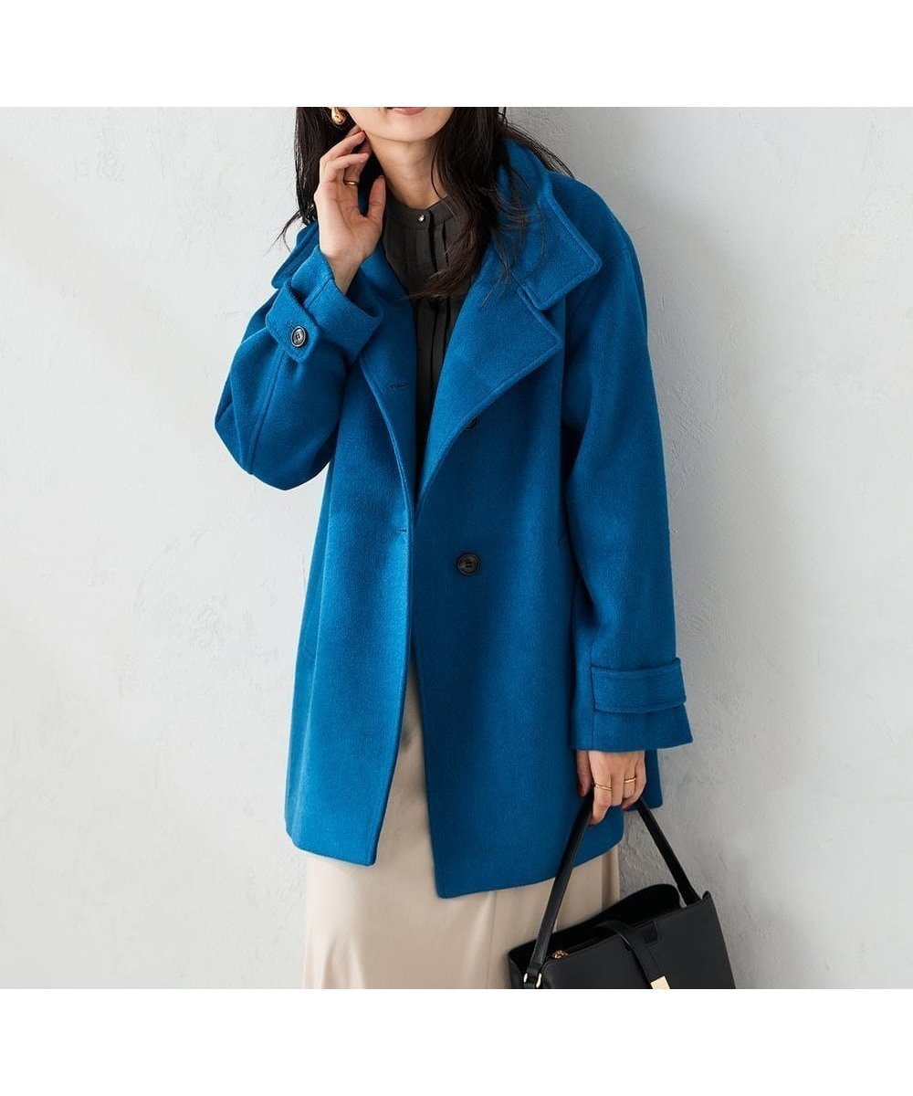 【アー ヴェー ヴェー/a.v.v】のスタンドカラーミディコート インテリア・キッズ・メンズ・レディースファッション・服の通販 founy(ファニー) 　ファッション　Fashion　レディースファッション　Fashion for Women　アウター　Coat / Outerwear Collection　コート・ロングコート・ピーコート　Long Coats, Peacoats & More　スタンド　Stand Collar, Upright Stand　なめらか　Smooth, Silky Texture　パイピング　Piping, Trim Design　パターン　Pattern, Design Print　フェミニン　Feminine, Girly　防寒　Cold Protection, Winter-Ready　マフラー　Scarf, Muffler　ミドル　Middle Length, Mid Height　再入荷　Restock / Back in Stock　ビジネス 仕事 通勤　Business / Work / Commuting　ブルー|ID: prp329100004673532 ipo3291000000034476408