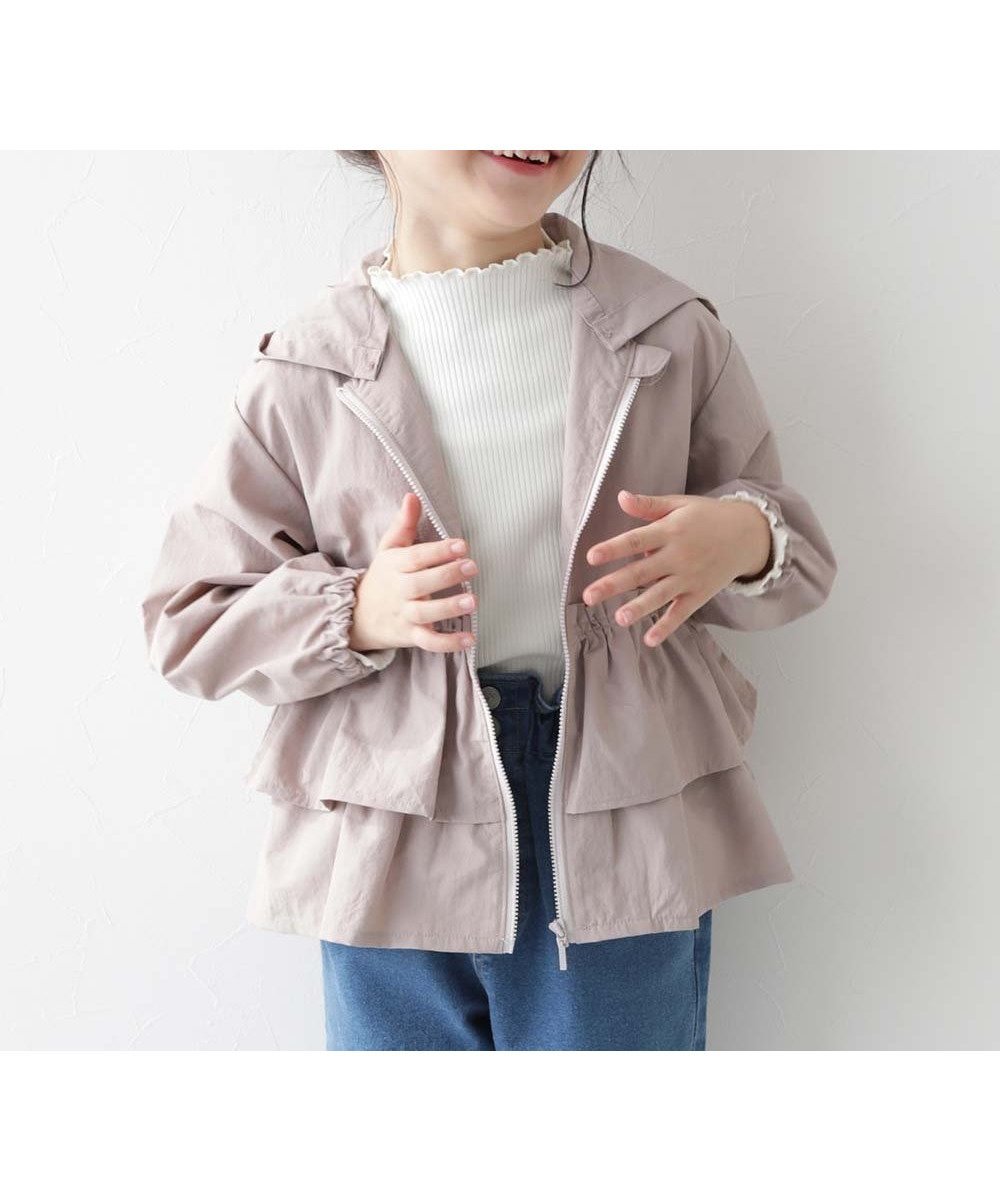 【デビロック/devirock / KIDS】の水はじく ナイロン フードが取り外せる フリル ウインドブレーカー 25AW インテリア・キッズ・メンズ・レディースファッション・服の通販 founy(ファニー) 　ファッション　Fashion　キッズファッション　Fashion for Kids　フリル　Frill, Ruffle　おすすめ　Recommended / Our Picks　2025年　2025　2025-2026秋冬・A/W　Autumn/Winter 2025–26 AW25–26　ピンクベージュ|ID: prp329100004673544 ipo3291000000034054034