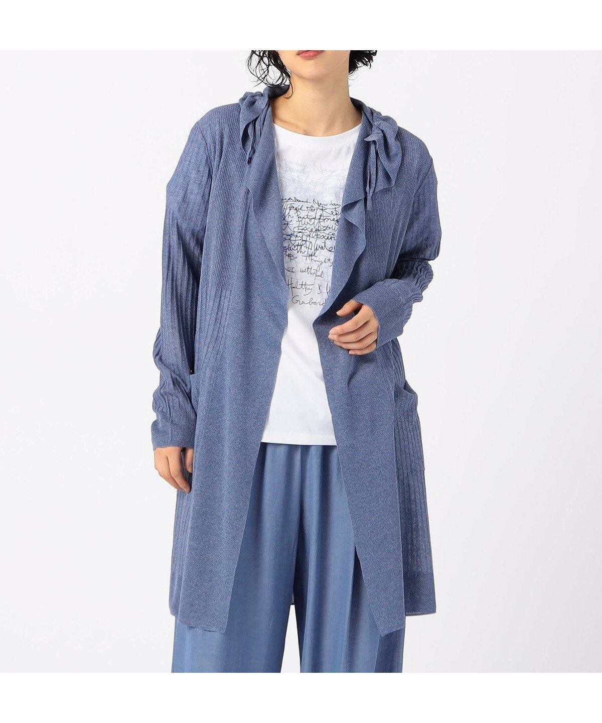【コムサ/COMME CA】の【2WAY】ビスコース*peフィラメントヤーン ストライプ柄ロングカーディガン インテリア・キッズ・メンズ・レディースファッション・服の通販 founy(ファニー) 　ファッション　Fashion　レディースファッション　Fashion for Women　トップス・カットソー　Cut & Sew Tops　カーディガン・羽織り　Layered Style Cardigans　イタリア　Italy　春　Spring　カーディガン　Cardigan, Knitwear　シャイニー　Shiny, Glossy Finish　ストライプ　Stripe, Striped Pattern　トレンド　Trend, Trending Now　フィット　Fit, Slim Fit　リラックス　Relax, Relaxed Fit　ロング　Long, Long-Length　おすすめ　Recommended / Our Picks　2024年　2024　2024春夏・S/S　Spring/Summer 2024 SS24　エレガント 上品　Elegant　22:ブルー|ID: prp329100004673815 ipo3291000000033778944
