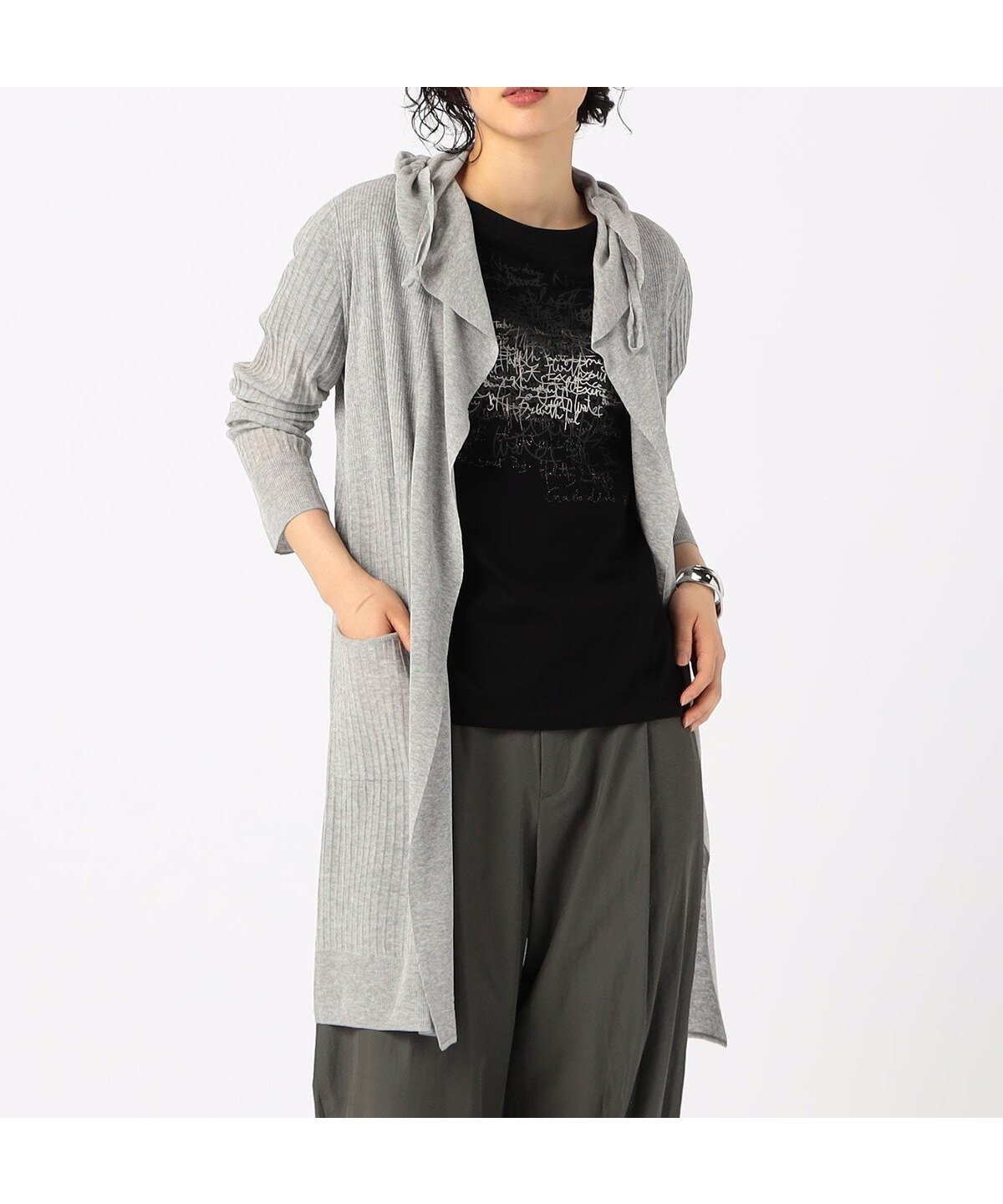 【コムサ/COMME CA】の【2WAY】ビスコース*peフィラメントヤーン ストライプ柄ロングカーディガン インテリア・キッズ・メンズ・レディースファッション・服の通販 founy(ファニー) 　ファッション　Fashion　レディースファッション　Fashion for Women　トップス・カットソー　Cut & Sew Tops　カーディガン・羽織り　Layered Style Cardigans　イタリア　Italy　春　Spring　カーディガン　Cardigan, Knitwear　シャイニー　Shiny, Glossy Finish　ストライプ　Stripe, Striped Pattern　トレンド　Trend, Trending Now　フィット　Fit, Slim Fit　リラックス　Relax, Relaxed Fit　ロング　Long, Long-Length　おすすめ　Recommended / Our Picks　2024年　2024　2024春夏・S/S　Spring/Summer 2024 SS24　エレガント 上品　Elegant　04:グレー|ID: prp329100004673815 ipo3291000000033778946