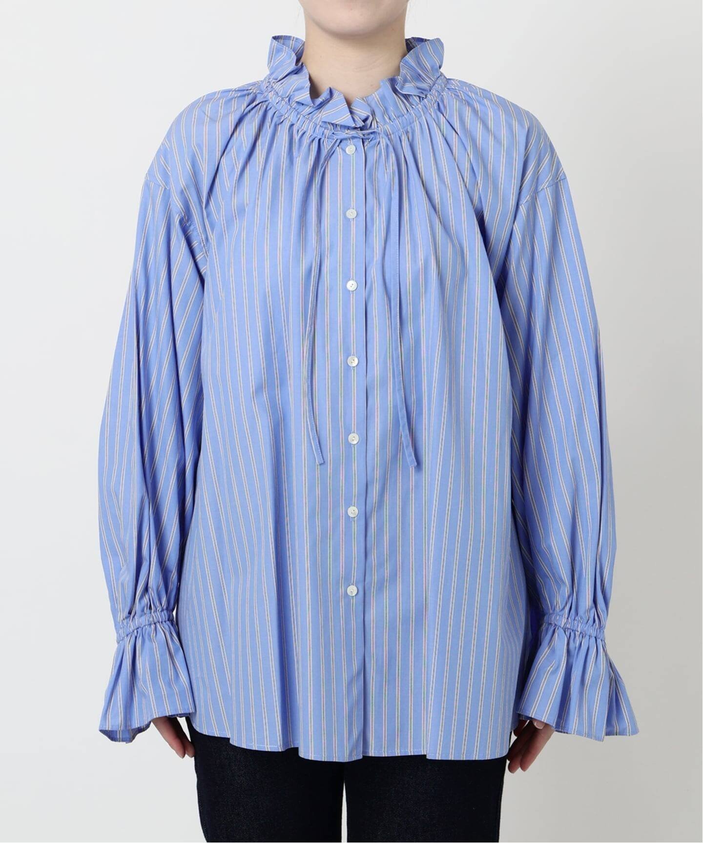 【スローブ イエナ/SLOBE IENA】の《一部WEB・店舗限定カラーあり》タイプライターフリルカラーブラウス インテリア・キッズ・メンズ・レディースファッション・服の通販 founy(ファニー) 　ファッション　Fashion　レディースファッション　Fashion for Women　トップス・カットソー　Cut & Sew Tops　シャツ・ブラウス・オフィスカジュアル　Elegant Blouses & Button-Ups　2025年　2025　2025-2026秋冬・A/W　Autumn/Winter 2025–26 AW25–26　インナー　Innerwear　カーディガン　Cardigan, Knitwear　スウェット / スエット　Sweatshirt, Sweatwear　パープル　Purple, Violet　フリル　Frill, Ruffle　フロント　Front, Front Design　リボン　Ribbon, Bow　サックスブルー B|ID: prp329100004673849 ipo3291000000033779124