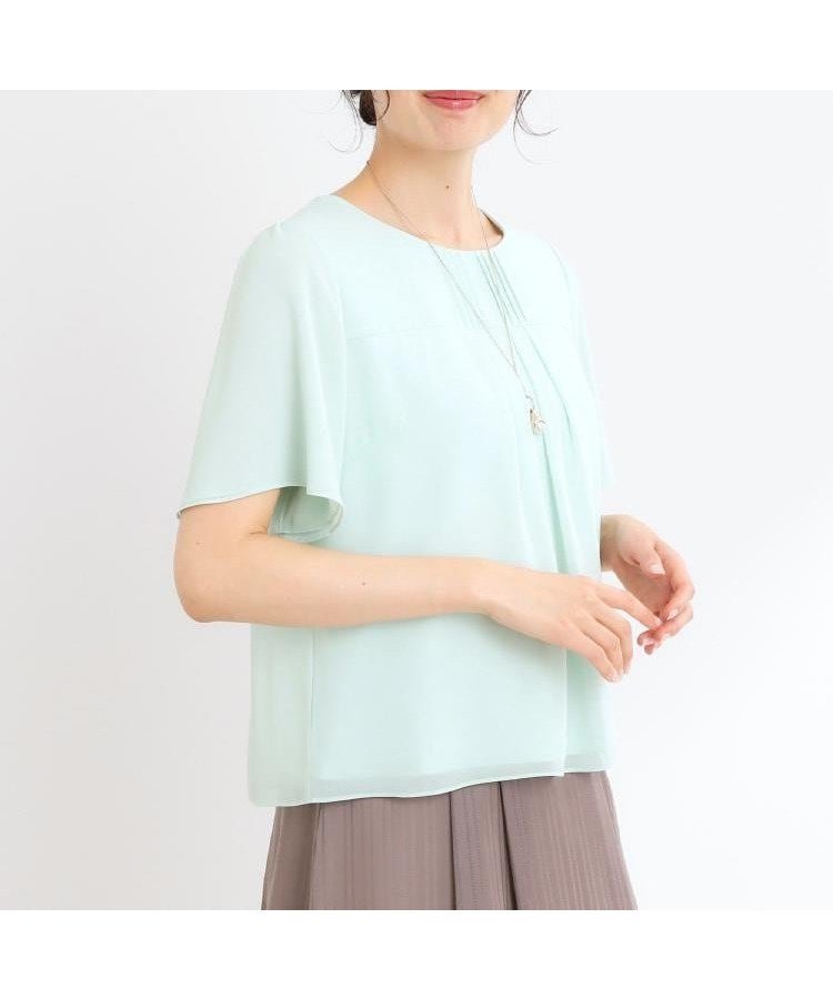 【リフレクト/Reflect】の【UVカット/接触冷感/マシンウォッシュ可】横切替ピンタックデザインブラウス インテリア・キッズ・メンズ・レディースファッション・服の通販 founy(ファニー) 　ファッション　Fashion　レディースファッション　Fashion for Women　トップス・カットソー　Cut & Sew Tops　シャツ・ブラウス・オフィスカジュアル　Elegant Blouses & Button-Ups　シルク　Silk, 100% Silk　ジャケット　Jacket, Outerwear　バランス　Balance, Style Balance　切替　Switching, Contrast Panel　ライトグリーン|ID: prp329100004673860 ipo3291000000033779162