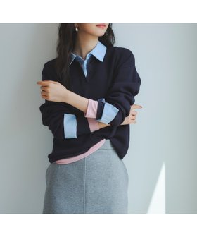 【エヌ ナチュラルビューティーベーシック/N.Natural Beauty basic】のシャツレイヤード風ニット 人気、トレンドファッション・服の通販 founy(ファニー) ファッション Fashion レディースファッション Fashion for Women トップス・カットソー Cut & Sew Tops ニット Knit Tops & Sweaters シャツ・ブラウス・オフィスカジュアル Elegant Blouses & Button-Ups おすすめ Recommended / Our Picks カフス Cuff Design ショート Short, Short Length ダブル Double, Double-Breasted トレンド Trend, Trending Now ドッキング Docking, Mixed Material ブロード Broadcloth, Fine Cotton 今季 This Season, Current Season |ID:prp329100004673863