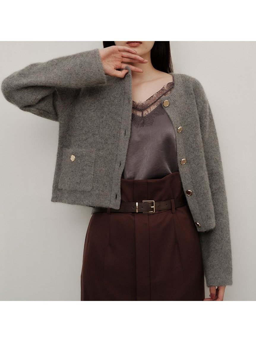 【フレイ アイディー/FRAY I.D】の【WEB限定カラー】フォックスウールニットジャケット インテリア・キッズ・メンズ・レディースファッション・服の通販 founy(ファニー) 　ファッション　Fashion　レディースファッション　Fashion for Women　アウター　Coat / Outerwear Collection　レディースジャケット・軽アウター　Jackets　エレガント 上品　Elegant　シンプル　Simple, Minimal　ジャケット　Jacket, Outerwear　スマート　Smart, Elegant　トレンド　Trend, Trending Now　フェミニン　Feminine, Girly　フォックス　Fox, Fox Fur　ラグジュアリー　Luxury, Elegant　GRY[006]|ID: prp329100004673875 ipo3291000000034067497