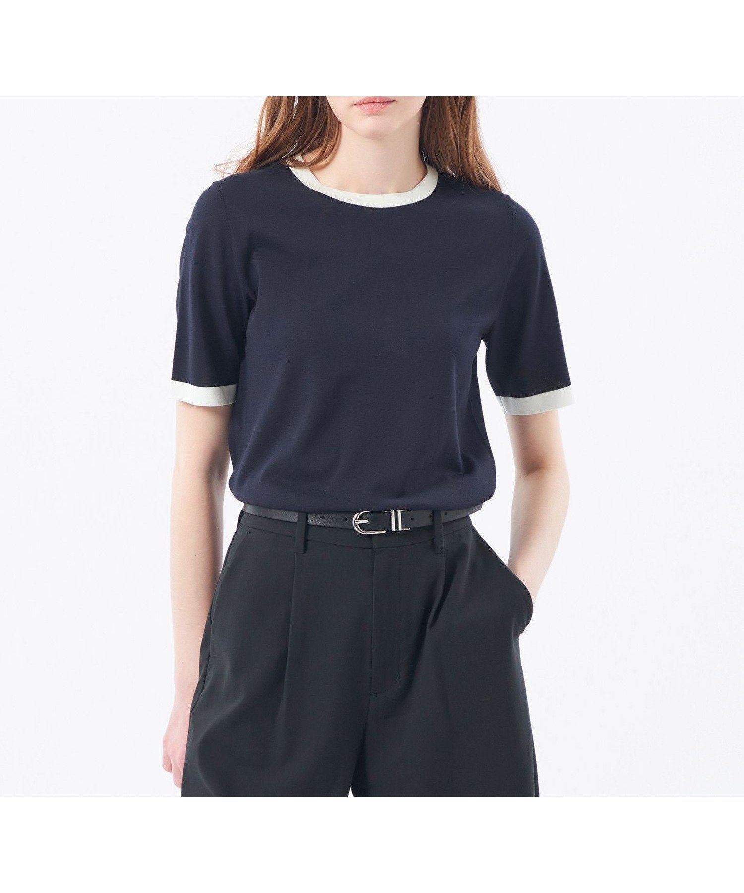 【マッキントッシュ フィロソフィー/MACKINTOSH PHILOSOPHY】のリネンミックスバイカラーニット インテリア・キッズ・メンズ・レディースファッション・服の通販 founy(ファニー) 　ファッション　Fashion　レディースファッション　Fashion for Women　トップス・カットソー　Cut & Sew Tops　ニット　Knit Tops & Sweaters　おすすめ　Recommended / Our Picks　アンサンブル　Ensemble Set　カーディガン　Cardigan, Knitwear　ストレッチ　Stretch, Stretchy Fabric　リネン　Linen, Linen Fabric　夏　Summer　春　Spring　秋　Autumn　ネイビー|ID: prp329100004673992 ipo3291000000033779762