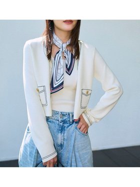 【フレイ アイディー/FRAY I.D】のステッチVネックカーディガン 人気、トレンドファッション・服の通販 founy(ファニー) ファッション Fashion レディースファッション Fashion for Women トップス・カットソー Cut & Sew Tops カーディガン・羽織り Layered Style Cardigans Vネックトップス V-Neck Tops / V-Cut Neckline Shirts アンサンブル Ensemble Set エレガント 上品 Elegant カーディガン Cardigan, Knitwear ベーシック Basic, Essential メタル Metal, Metal Parts 鹿の子 Piqué, Kanoko Fabric |ID:prp329100004674036