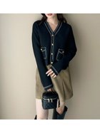 【フレイ アイディー/FRAY I.D】のステッチVネックカーディガン 人気、トレンドファッション・服の通販 founy(ファニー) ファッション Fashion レディースファッション Fashion for Women トップス・カットソー Cut & Sew Tops カーディガン・羽織り Layered Style Cardigans Vネックトップス V-Neck Tops / V-Cut Neckline Shirts アンサンブル Ensemble Set エレガント 上品 Elegant カーディガン Cardigan, Knitwear ベーシック Basic, Essential メタル Metal, Metal Parts 鹿の子 Piqué, Kanoko Fabric thumbnail BLK[009]|ID: prp329100004674036 ipo3291000000033889861