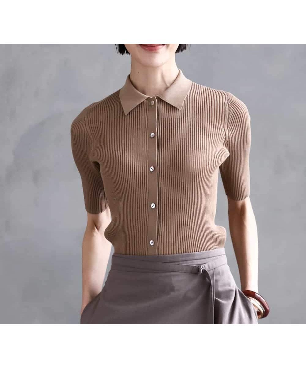 【ミッシェルクラン/MICHEL KLEIN】のシアーリブ襟付きニット 人気、トレンドファッション・服の通販 founy(ファニー) 　ファッション　Fashion　レディースファッション　Fashion for Women　トップス・カットソー　Cut & Sew Tops　ニット　Knit Tops & Sweaters　おすすめ　Recommended / Our Picks　コンパクト　Compact, Small Size　シアー　Sheer, See-Through　ジャケット　Jacket, Outerwear　ツイスト　Tweed, Tweed Fabric　デニム　Denim, Jeans Material　トレンド　Trend, Trending Now　フィット　Fit, Slim Fit　ポケット　Pocket, Pocket Detail　ロング　Long, Long-Length　ワイド　Wide, Wide Fit　洗える　Machine Washable　 other-1|ID: prp329100004674056 ipo3291000000033780012
