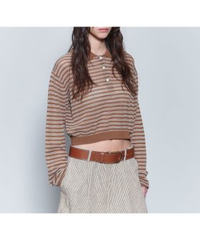 【ビューティ&ユース ユナイテッドアローズ/BEAUTY&YOUTH / UNITED ARROWS】の6(ROKU) コットン ナイロン ボーダー ポロニット 人気、トレンドファッション・服の通販 founy(ファニー) ファッション Fashion レディースファッション Fashion for Women トップス・カットソー Cut & Sew Tops ニット Knit Tops & Sweaters インナー Innerwear ジャケット Jacket, Outerwear ボーダー Border, Stripe |ID:prp329100004674153