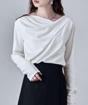 【ビーフラット/bflat】のフロントドレープデザイントップス 人気、トレンドファッション・服の通販 founy(ファニー) ファッション Fashion レディースファッション Fashion for Women トップス・カットソー Cut & Sew Tops アシンメトリー Asymmetrical Style カットソー Cut and Sewn Top シンプル Simple, Minimal トレンド Trend, Trending Now 長袖 Long Sleeve, Full Sleeve |ID:prp329100004674259