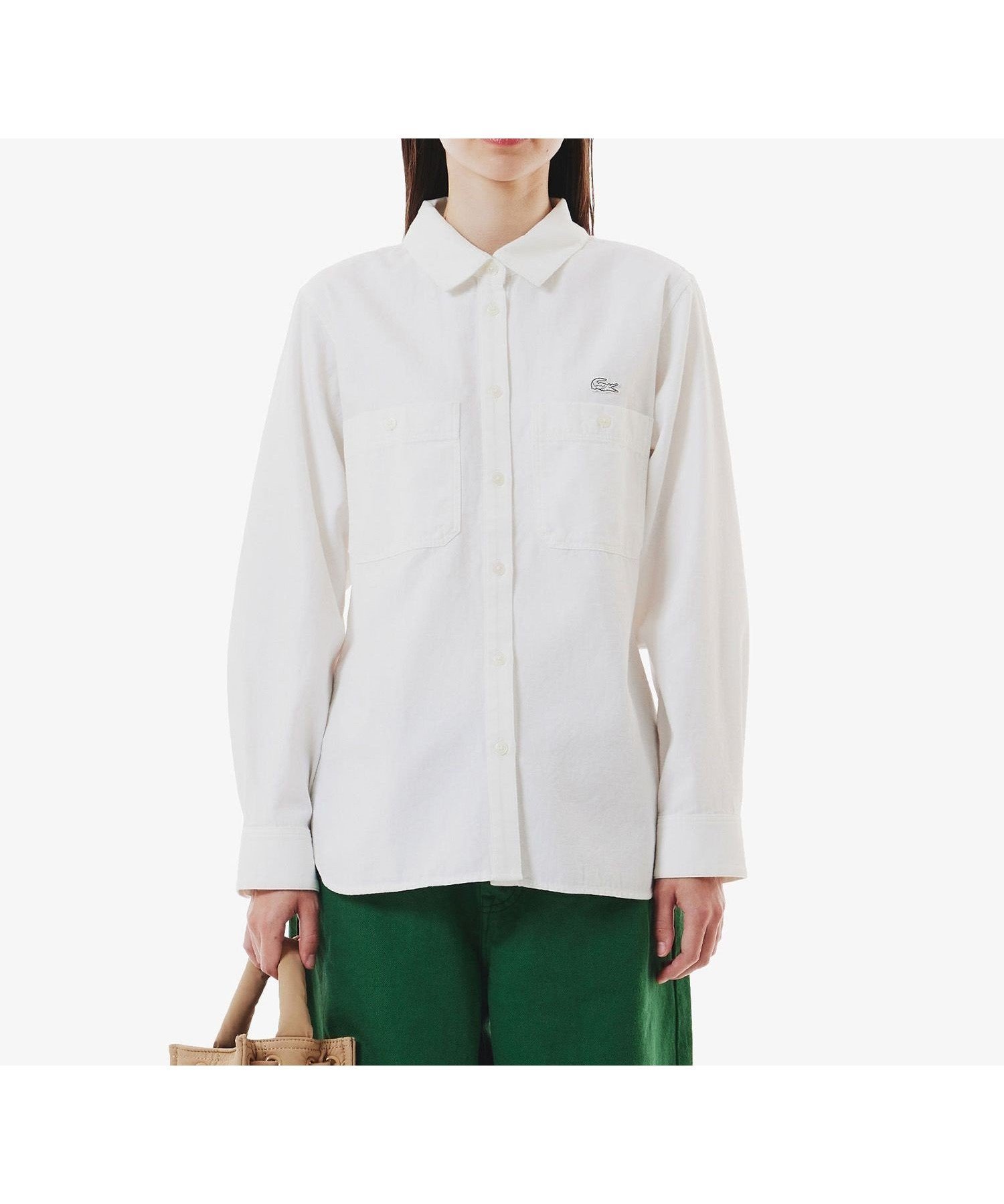 【ラコステ/LACOSTE】のダブルポケットデニムシャツ インテリア・キッズ・メンズ・レディースファッション・服の通販 founy(ファニー) 　ファッション　Fashion　レディースファッション　Fashion for Women　トップス・カットソー　Cut & Sew Tops　シャツ・ブラウス・オフィスカジュアル　Elegant Blouses & Button-Ups　クラシック　Classic, Timeless Style　ダブル　Double, Double-Breasted　デニム　Denim, Jeans Material　ポケット　Pocket, Pocket Detail　レギュラー　Regular, Standard Fit　ワーク　Workwear, Utility Style　定番　Standard, Basic Item　軽量　Lightweight, Ultra Light　ホワイト|ID: prp329100004674434 ipo3291000000033781444