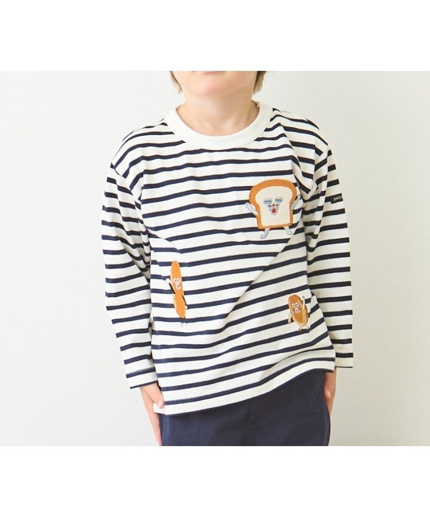 【ナルミヤ オンライン/NARUMIYA ONELINE / KIDS】の【パンどろぼう】ボーダーモチーフ長袖Tシャツ インテリア・キッズ・メンズ・レディースファッション・服の通販 founy(ファニー) 　ファッション　Fashion　キッズファッション　Fashion for Kids　キャラクター　Character, Licensed Characters　ボーダー　Border, Stripe　ポケット　Pocket, Pocket Detail　モチーフ　Motif, Design Theme　人気　Popular, Best Seller　長袖　Long Sleeve, Full Sleeve　紺|ID: prp329100004677326 ipo3291000000033792988