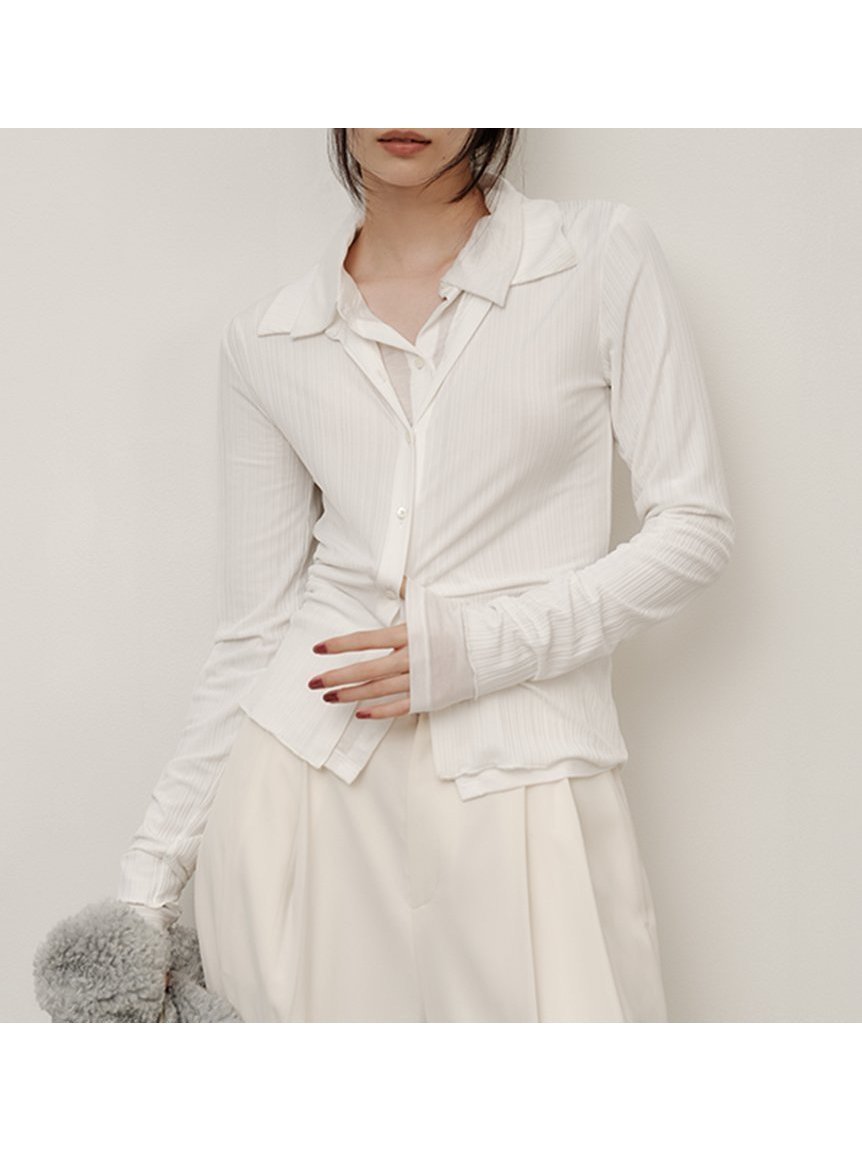 【フレイ アイディー/FRAY I.D】のレイヤードポロカットソー 人気、トレンドファッション・服の通販 founy(ファニー) 　ファッション　Fashion　レディースファッション　Fashion for Women　トップス・カットソー　Cut & Sew Tops　カットソー・ベーシックTシャツ　Cut-and-Sewn Tops / Stretch Tees & Basics　シアー　Sheer, See-Through　シンプル　Simple, Minimal　スマート　Smart, Elegant　バランス　Balance, Style Balance　フィット　Fit, Slim Fit　フロント　Front, Front Design　リラックス　Relax, Relaxed Fit　 other-1|ID: prp329100004677374 ipo3291000000034055742