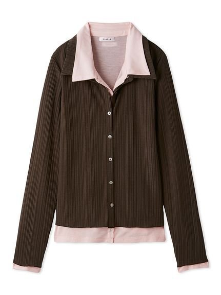【フレイ アイディー/FRAY I.D】のレイヤードポロカットソー インテリア・キッズ・メンズ・レディースファッション・服の通販 founy(ファニー) 　ファッション　Fashion　レディースファッション　Fashion for Women　トップス・カットソー　Cut & Sew Tops　カットソー・ベーシックTシャツ　Cut-and-Sewn Tops / Stretch Tees & Basics　シアー　Sheer, See-Through　シンプル　Simple, Minimal　スマート　Smart, Elegant　バランス　Balance, Style Balance　フィット　Fit, Slim Fit　フロント　Front, Front Design　リラックス　Relax, Relaxed Fit　BRW[058]|ID: prp329100004677374 ipo3291000000034055745