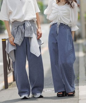 【グローバルワーク/GLOBAL WORK / KIDS】のワイドストレートデニム/AND YUA ANY/571656 人気、トレンドファッション・服の通販 founy(ファニー) ファッション Fashion キッズファッション Fashion for Kids おすすめ Recommended / Our Picks なめらか Smooth, Silky Texture ストレート Straight, Straight Cut トレーナー Sweatshirt, Trainer ワイド Wide, Wide Fit |ID:prp329100004677538
