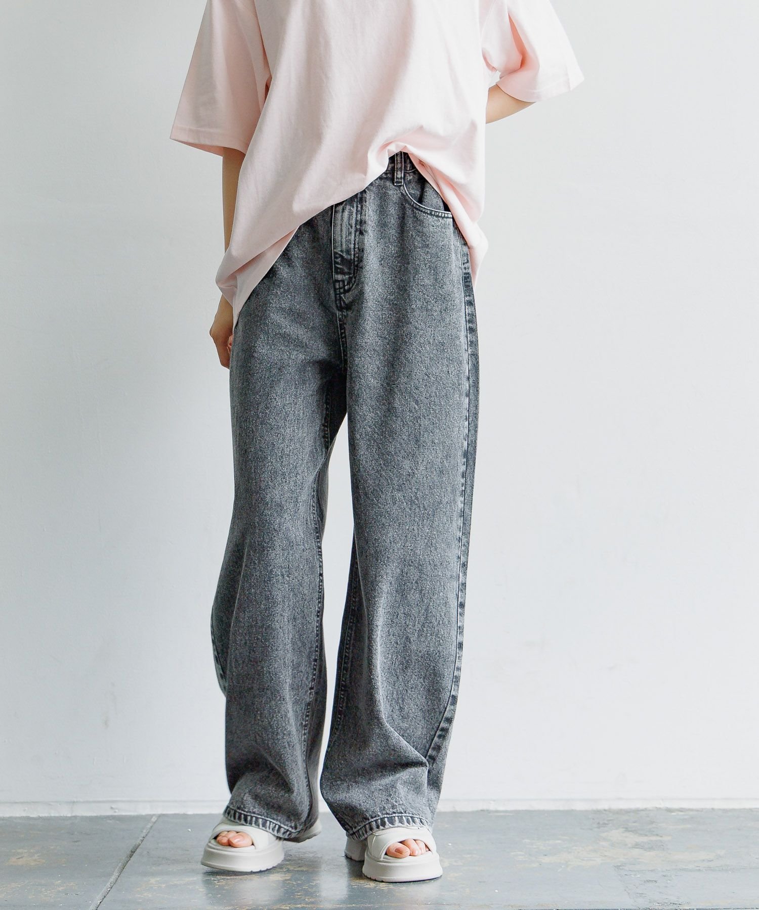 【グローバルワーク/GLOBAL WORK / KIDS】のワイドストレートデニム/AND YUA ANY/571656 インテリア・キッズ・メンズ・レディースファッション・服の通販 founy(ファニー) 　ファッション　Fashion　キッズファッション　Fashion for Kids　おすすめ　Recommended / Our Picks　なめらか　Smooth, Silky Texture　ストレート　Straight, Straight Cut　トレーナー　Sweatshirt, Trainer　ワイド　Wide, Wide Fit　ケミカルブラック09|ID: prp329100004677538 ipo3291000000033902335