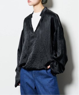 【シティーショップ/CITYSHOP】のACETATE V-NOTCH ブラウス 人気、トレンドファッション・服の通販 founy(ファニー) ファッション Fashion レディースファッション Fashion for Women トップス・カットソー Cut & Sew Tops シャツ・ブラウス・オフィスカジュアル Elegant Blouses & Button-Ups 2025年 2025 2025-2026秋冬・A/W Autumn/Winter 2025–26 AW25–26 サテン Satin, Glossy Fabric フロント Front, Front Design |ID:prp329100004677593