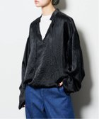【シティーショップ/CITYSHOP】のACETATE V-NOTCH ブラウス 人気、トレンドファッション・服の通販 founy(ファニー) ファッション Fashion レディースファッション Fashion for Women トップス・カットソー Cut & Sew Tops シャツ・ブラウス・オフィスカジュアル Elegant Blouses & Button-Ups 2025年 2025 2025-2026秋冬・A/W Autumn/Winter 2025–26 AW25–26 サテン Satin, Glossy Fabric フロント Front, Front Design thumbnail ブラック|ID: prp329100004677593 ipo3291000000033794435