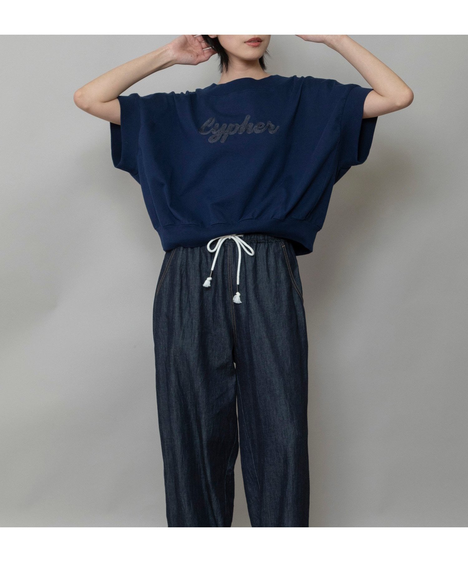 【ミューニック/Munich】のCypher ロゴ刺繍Tシャツ インテリア・キッズ・メンズ・レディースファッション・服の通販 founy(ファニー) 　ファッション　Fashion　レディースファッション　Fashion for Women　トップス・カットソー　Cut & Sew Tops　シャツ・ブラウス・オフィスカジュアル　Elegant Blouses & Button-Ups　ロングTシャツ・Tシャツ　Longline T-Shirts & Tees　イラスト　Illustration　スリーブ　Sleeve, Long Sleeve / Short Sleeve　定番　Standard, Basic Item　フレンチ　French, French Style　プリント　Print, Printed Pattern　ベーシック　Basic, Essential　モチーフ　Motif, Design Theme　ラウンド　Round, Round Neck　S/S・春夏　SS, Spring/Summer, Warm Season　夏　Summer　2025年　2025　2025春夏・S/S　Spring/Summer 2025 SS25　nvy|ID: prp329100004677594 ipo3291000000033794443
