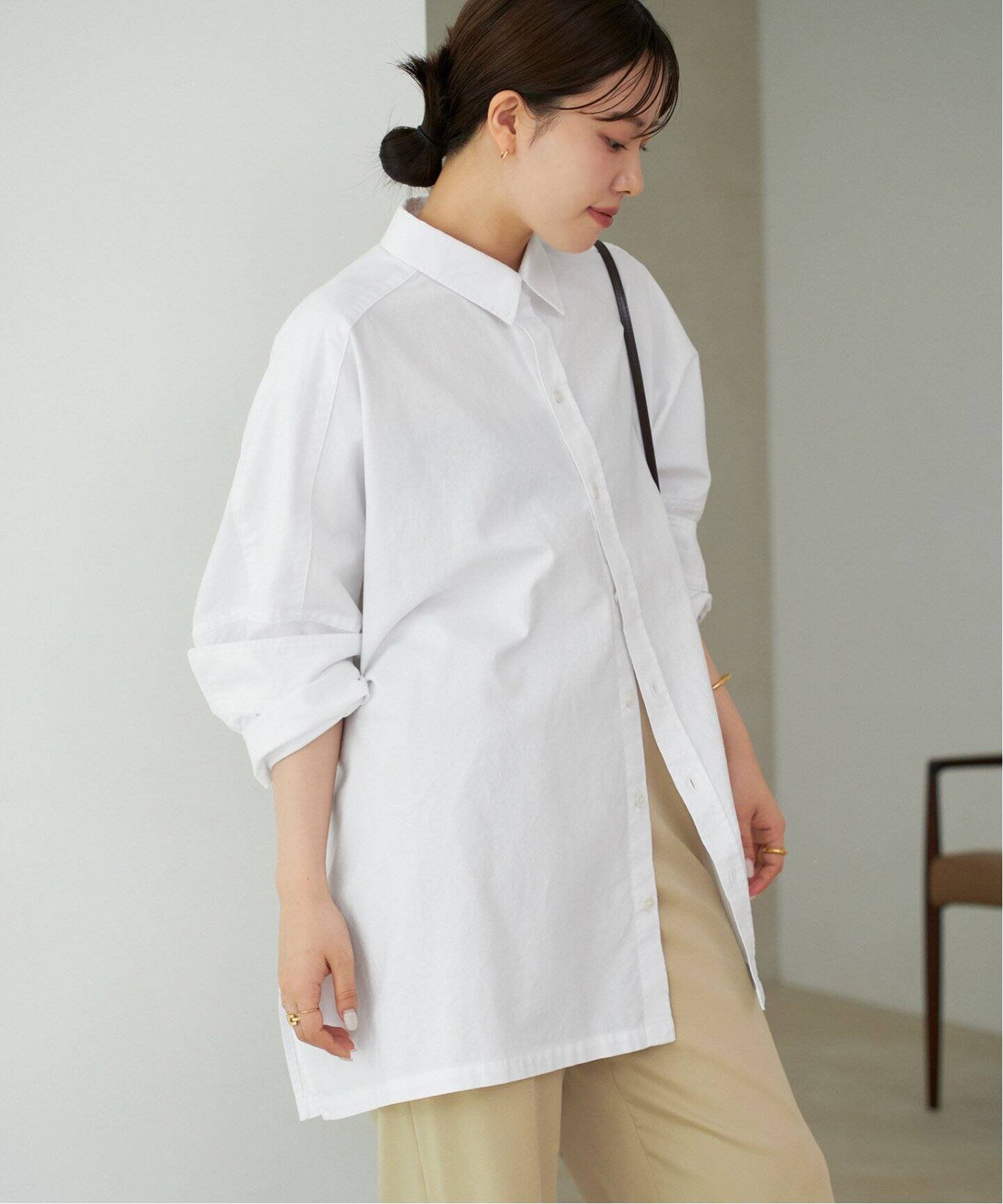 【プラージュ/Plage】のLight OX Poncho シャツ インテリア・キッズ・メンズ・レディースファッション・服の通販 founy(ファニー) 　ファッション　Fashion　レディースファッション　Fashion for Women　トップス・カットソー　Cut & Sew Tops　シャツ・ブラウス・オフィスカジュアル　Elegant Blouses & Button-Ups　オックス　Oxford Fabric　スリット　Slit, Slit Detail　ホワイト|ID: prp329100004677624 ipo3291000000033794570