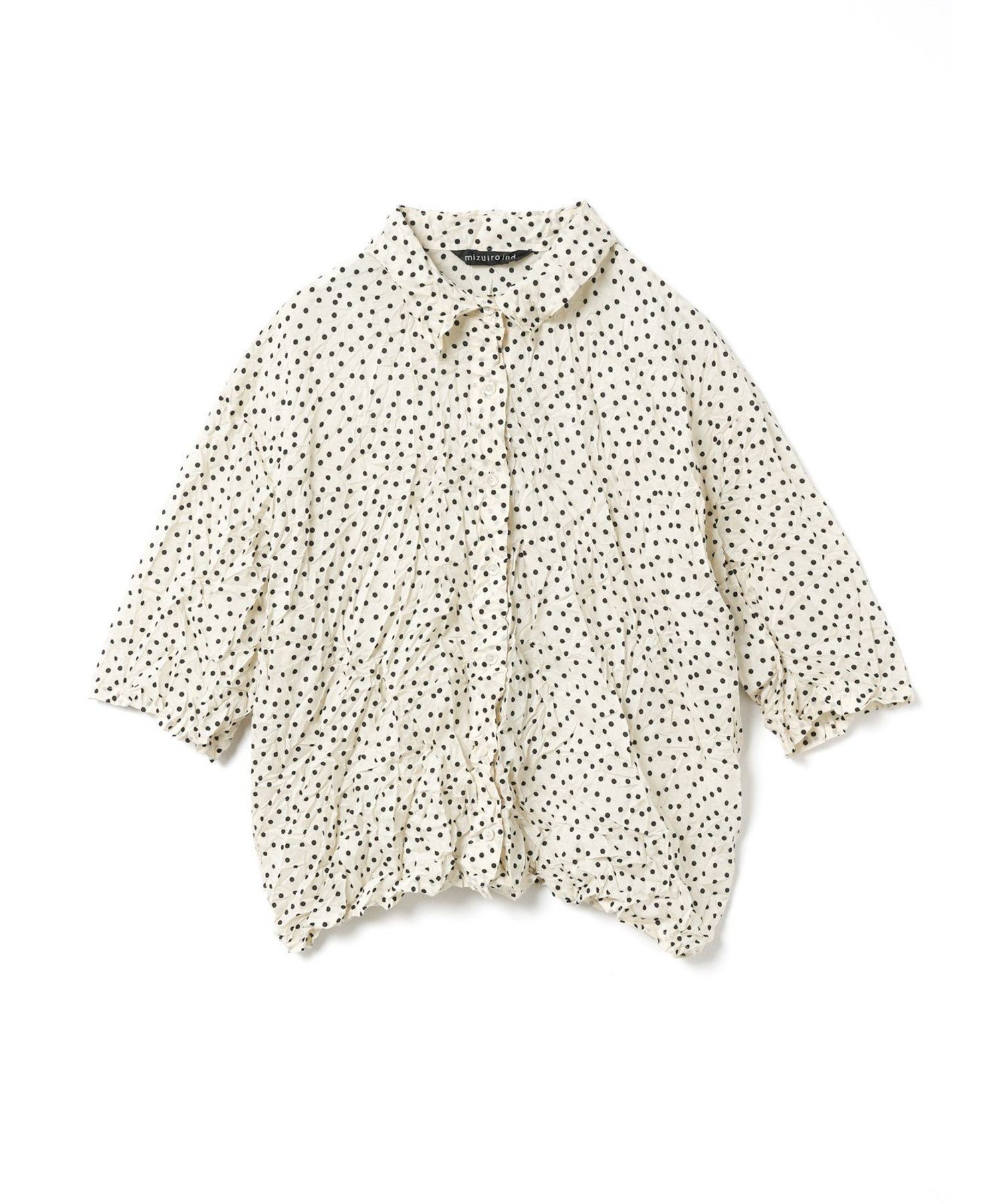 【マーコート/MARcourt】のmizuiro ind ドットプリントキャッチワッシャーシャツ インテリア・キッズ・メンズ・レディースファッション・服の通販 founy(ファニー) 　ファッション　Fashion　レディースファッション　Fashion for Women　トップス・カットソー　Cut & Sew Tops　シャツ・ブラウス・オフィスカジュアル　Elegant Blouses & Button-Ups　オケージョン　Occasion Wear　ドット　Polka Dot, Dot Pattern　ワッシャー　Washer, Crinkled Finish　人気　Popular, Best Seller　春　Spring　オフホワイト|ID: prp329100004677732 ipo3291000000033795128