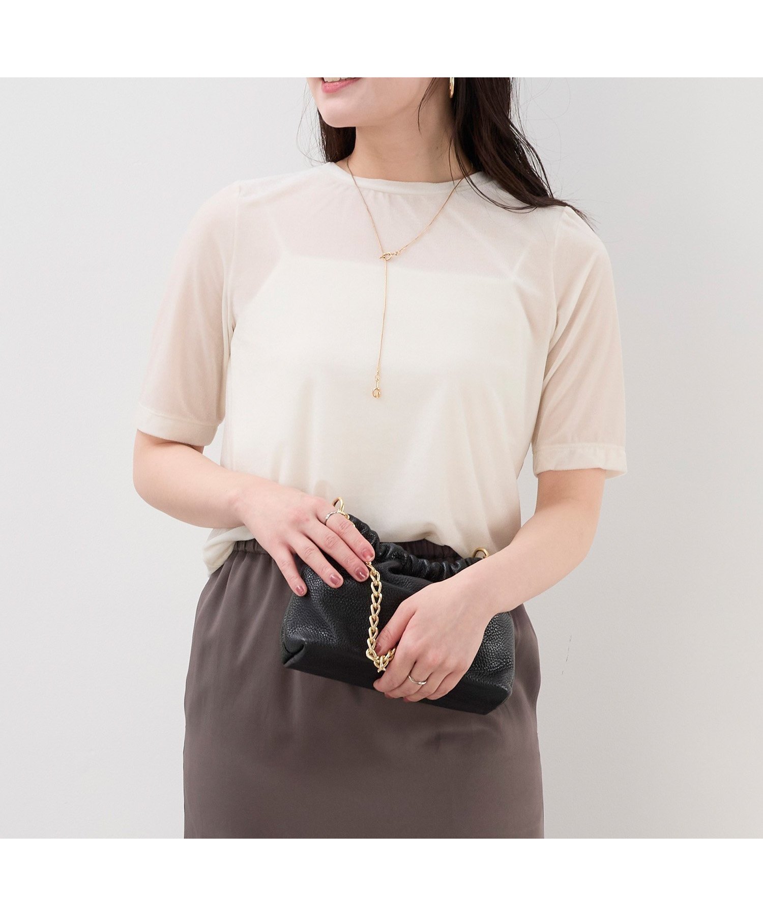 【マイカ ディール/MICA & DEAL】のシアーベロアT-shirt インテリア・キッズ・メンズ・レディースファッション・服の通販 founy(ファニー) 　ファッション　Fashion　レディースファッション　Fashion for Women　トップス・カットソー　Cut & Sew Tops　シャツ・ブラウス・オフィスカジュアル　Elegant Blouses & Button-Ups　ロングTシャツ・Tシャツ　Longline T-Shirts & Tees　ベロアトップス　Velour Tops / Velvet-Look Items　インナー　Innerwear　秋　Autumn　コンパクト　Compact, Small Size　シアー　Sheer, See-Through　シンプル　Simple, Minimal　ストレッチ　Stretch, Stretchy Fabric　スラックス　Slacks, Dress Pants　スリーブ　Sleeve, Long Sleeve / Short Sleeve　デニム　Denim, Jeans Material　トレンド　Trend, Trending Now　ハーフ　Half, Half-Length　ベロア　Velour, Soft Velvet　ベーシック　Basic, Essential　おすすめ　Recommended / Our Picks　エレガント 上品　Elegant　OFF WHITE|ID: prp329100004677898 ipo3291000000033795920