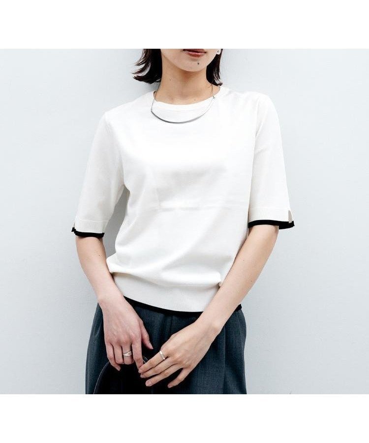 【アンタイトル/UNTITLED】の【アンサンブル可/薄手/洗える】5分袖クルーニット インテリア・キッズ・メンズ・レディースファッション・服の通販 founy(ファニー) 　ファッション　Fashion　レディースファッション　Fashion for Women　トップス・カットソー　Cut & Sew Tops　ニット　Knit Tops & Sweaters　アンサンブルニット　Knit Ensembles & Twin Sets　アンサンブル　Ensemble Set　洗える　Machine Washable　ストレッチ　Stretch, Stretchy Fabric　スマート　Smart, Elegant　スリット　Slit, Slit Detail　ベーシック　Basic, Essential　モノトーン　Monotone, Black and White　無地　Plain, Solid Color　ワイド　Wide, Wide Fit　おすすめ　Recommended / Our Picks　エレガント 上品　Elegant　アイボリー|ID: prp329100004677947 ipo3291000000034130992