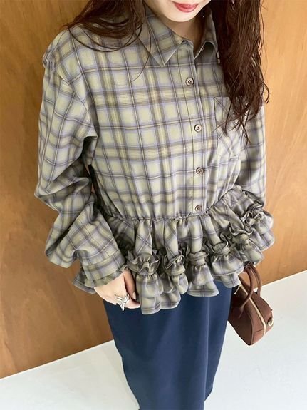 【リリーブラウン/Lily Brown】のホイップフリルヘムブラウス インテリア・キッズ・メンズ・レディースファッション・服の通販 founy(ファニー) 　ファッション　Fashion　レディースファッション　Fashion for Women　トップス・カットソー　Cut & Sew Tops　シャツ・ブラウス・オフィスカジュアル　Elegant Blouses & Button-Ups　アシンメトリー　Asymmetrical Style　カフス　Cuff Design　スマート　Smart, Elegant　フェミニン　Feminine, Girly　フリル　Frill, Ruffle　CHECK[931]|ID: prp329100004677965 ipo3291000000033900968