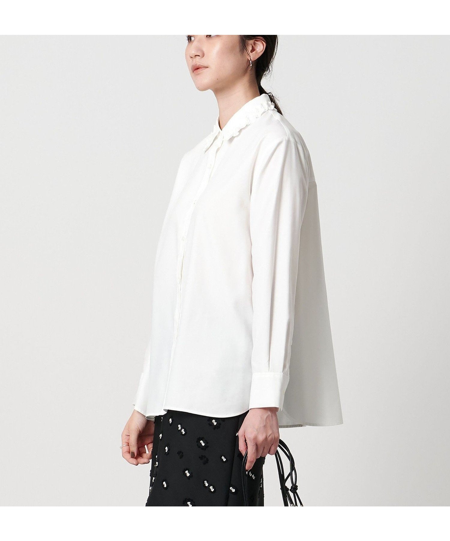 【ユナイテッドアローズ/UNITED ARROWS】のミニフリルシャツ-ウォッシャブル- インテリア・キッズ・メンズ・レディースファッション・服の通販 founy(ファニー) 　ファッション　Fashion　レディースファッション　Fashion for Women　トップス・カットソー　Cut & Sew Tops　シャツ・ブラウス・オフィスカジュアル　Elegant Blouses & Button-Ups　おすすめ　Recommended / Our Picks　インナー　Innerwear　ウォッシャブル　Machine Washable　ドレープ　Drape, Draping Fabric　フリル　Frill, Ruffle　ベスト　Vest, Waistcoat　OFF WHITE|ID: prp329100004677986 ipo3291000000034362160