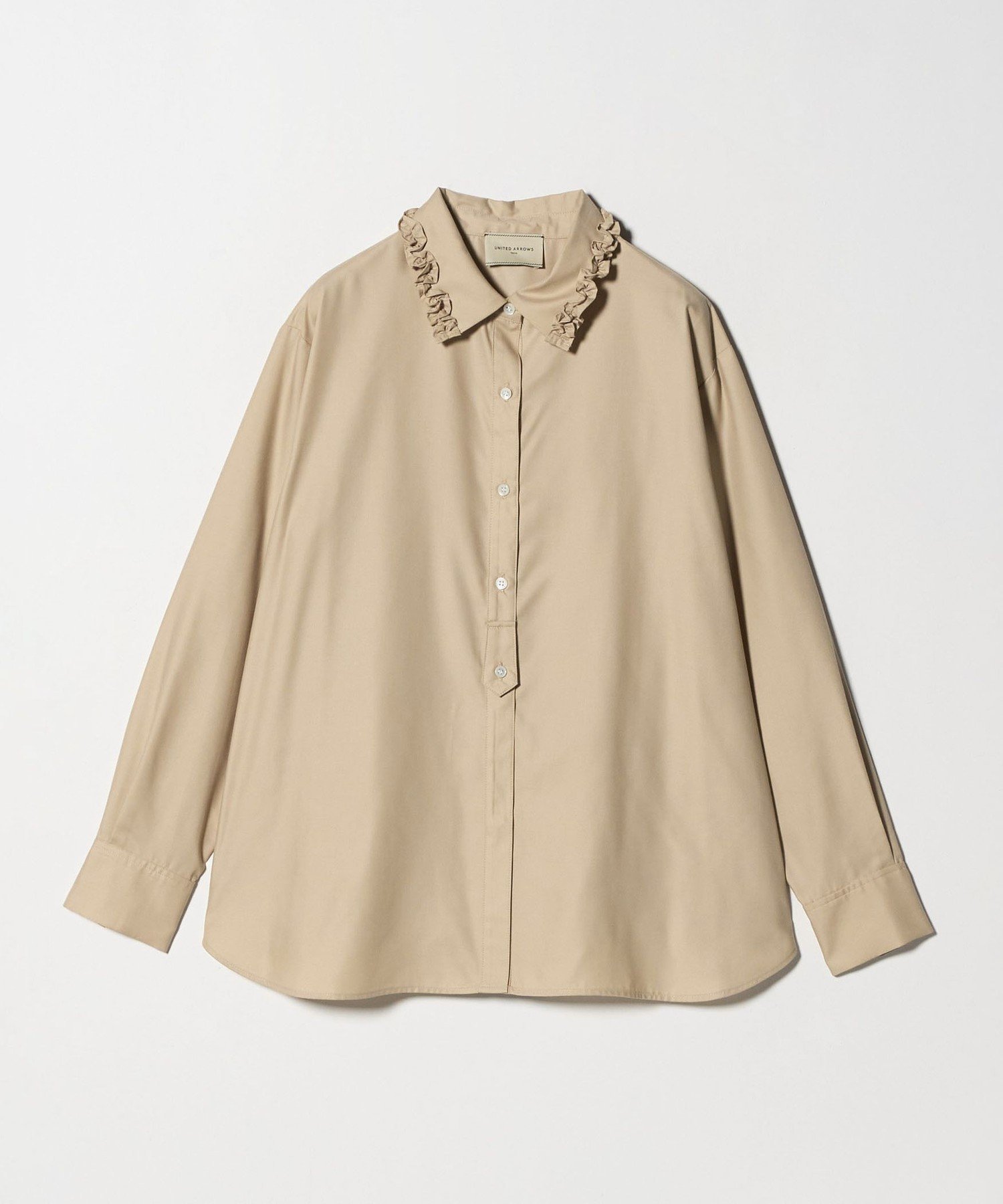 【ユナイテッドアローズ/UNITED ARROWS】のミニフリルシャツ-ウォッシャブル- インテリア・キッズ・メンズ・レディースファッション・服の通販 founy(ファニー) 　ファッション　Fashion　レディースファッション　Fashion for Women　トップス・カットソー　Cut & Sew Tops　シャツ・ブラウス・オフィスカジュアル　Elegant Blouses & Button-Ups　おすすめ　Recommended / Our Picks　インナー　Innerwear　ウォッシャブル　Machine Washable　ドレープ　Drape, Draping Fabric　フリル　Frill, Ruffle　ベスト　Vest, Waistcoat　BEIGE|ID: prp329100004677986 ipo3291000000034438449