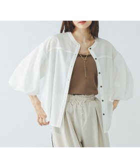 【グローバルワーク/GLOBAL WORK】の袖バルーンブラウス8分袖/288616 人気、トレンドファッション・服の通販 founy(ファニー) ファッション Fashion レディースファッション Fashion for Women トップス・カットソー Cut & Sew Tops シャツ・ブラウス・オフィスカジュアル Elegant Blouses & Button-Ups おすすめ Recommended / Our Picks チェーン Chain, Chain Strap デニム Denim, Jeans Material ネックレス Necklace, Pendant Necklace バルーン Balloon, Balloon Silhouette パール Pearl, Pearl Accent ワイド Wide, Wide Fit 夏 Summer |ID:prp329100004677994