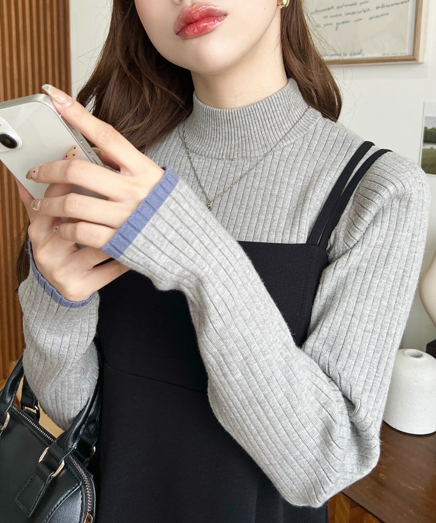 【モーメントプラス/moment+ / MEN】の12G ボトルネック配色ラインワイドリブニットプルオーバー インテリア・キッズ・メンズ・レディースファッション・服の通販 founy(ファニー) 　ファッション　Fashion　メンズファッション　Fashion for Men　トップス・カットソー　Cut & Sew Tops　ニット・セーター / 定番トップス　Knit Tops & Sweaters　シンプル　Simple, Minimal　ジャケット　Jacket, Outerwear　スリム　Slim, Slim Fit　デニム　Denim, Jeans Material　トレンド　Trend, Trending Now　定番　Standard, Basic Item　なめらか　Smooth, Silky Texture　フィット　Fit, Slim Fit　ベーシック　Basic, Essential　ボトルネック　Bottle Neck, Mock Neck　再入荷　Restock / Back in Stock　プチプライス・低価格　Affordable / Budget Price　おすすめ　Recommended / Our Picks　エレガント 上品　Elegant　杢グレー|ID: prp329100004678013 ipo3291000000034505702